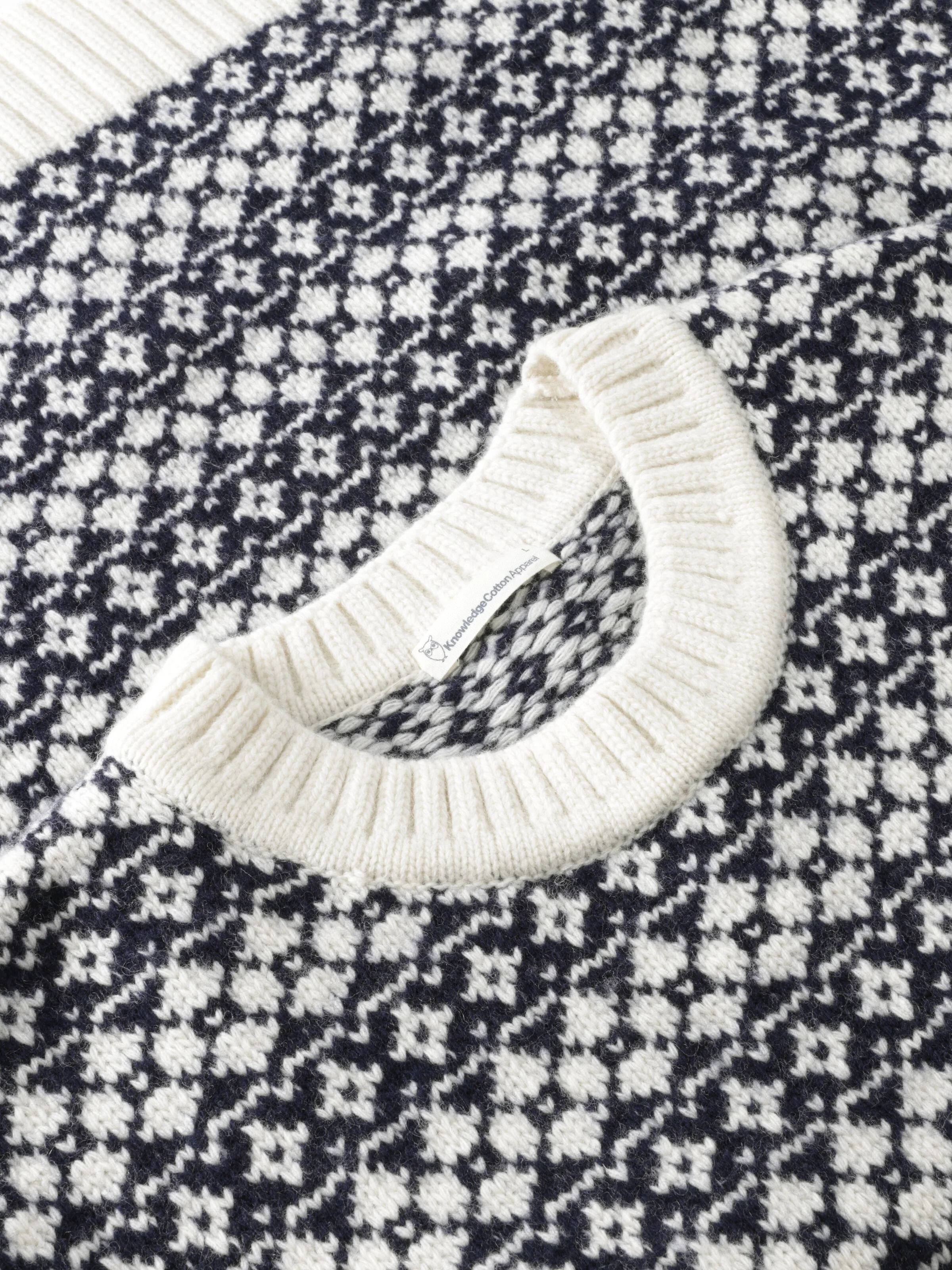 Lambswool Crew Neck Knit RWS - Blue stripe - Image 3