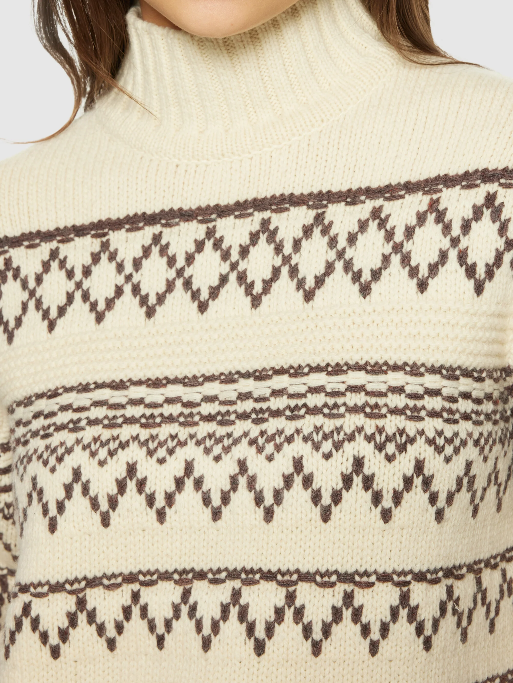 Lambswool pattern high neck - RWS - Creme Stripe - Image 5
