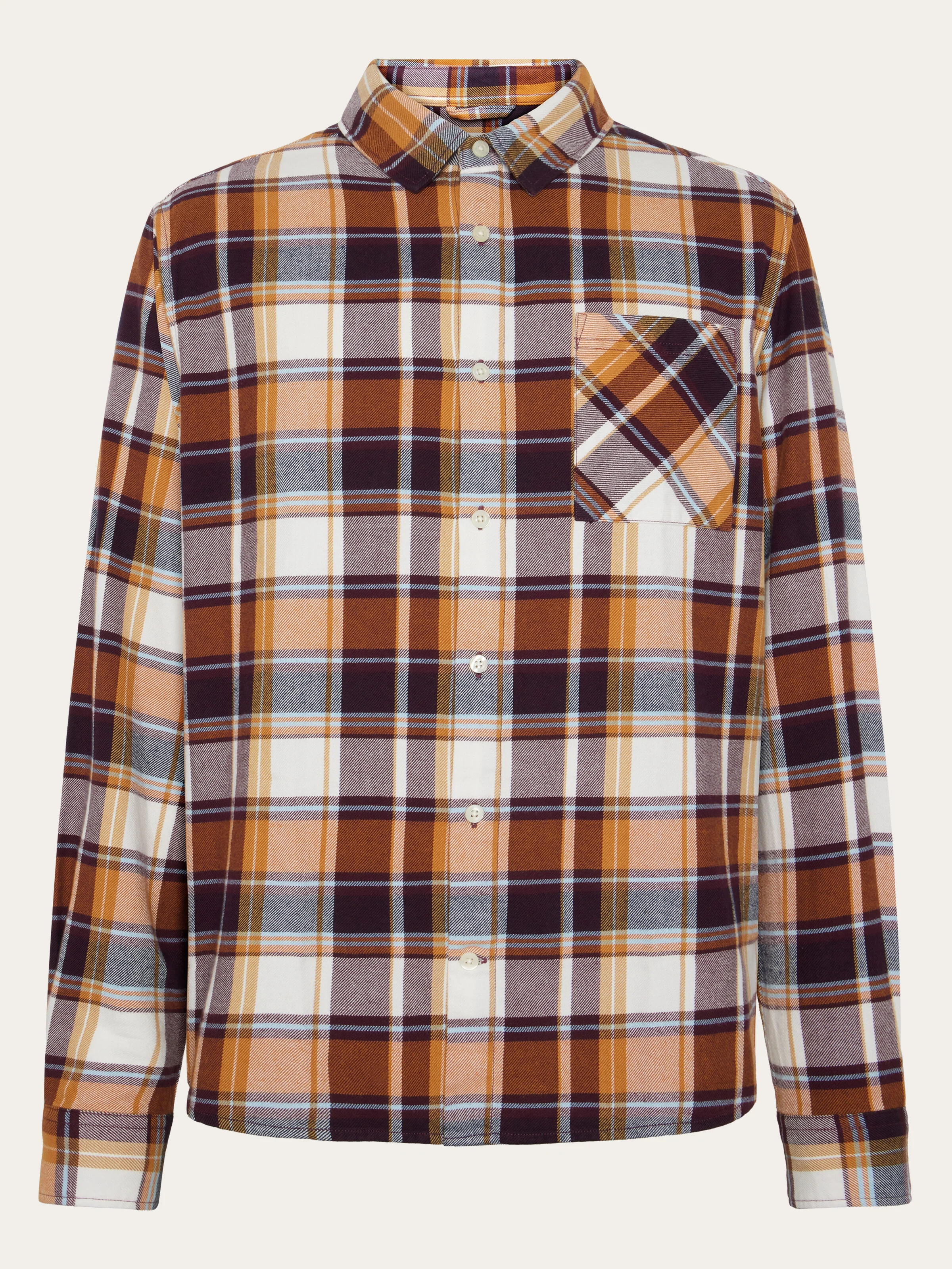 Light flannel checkered costum fit shirt - Red check