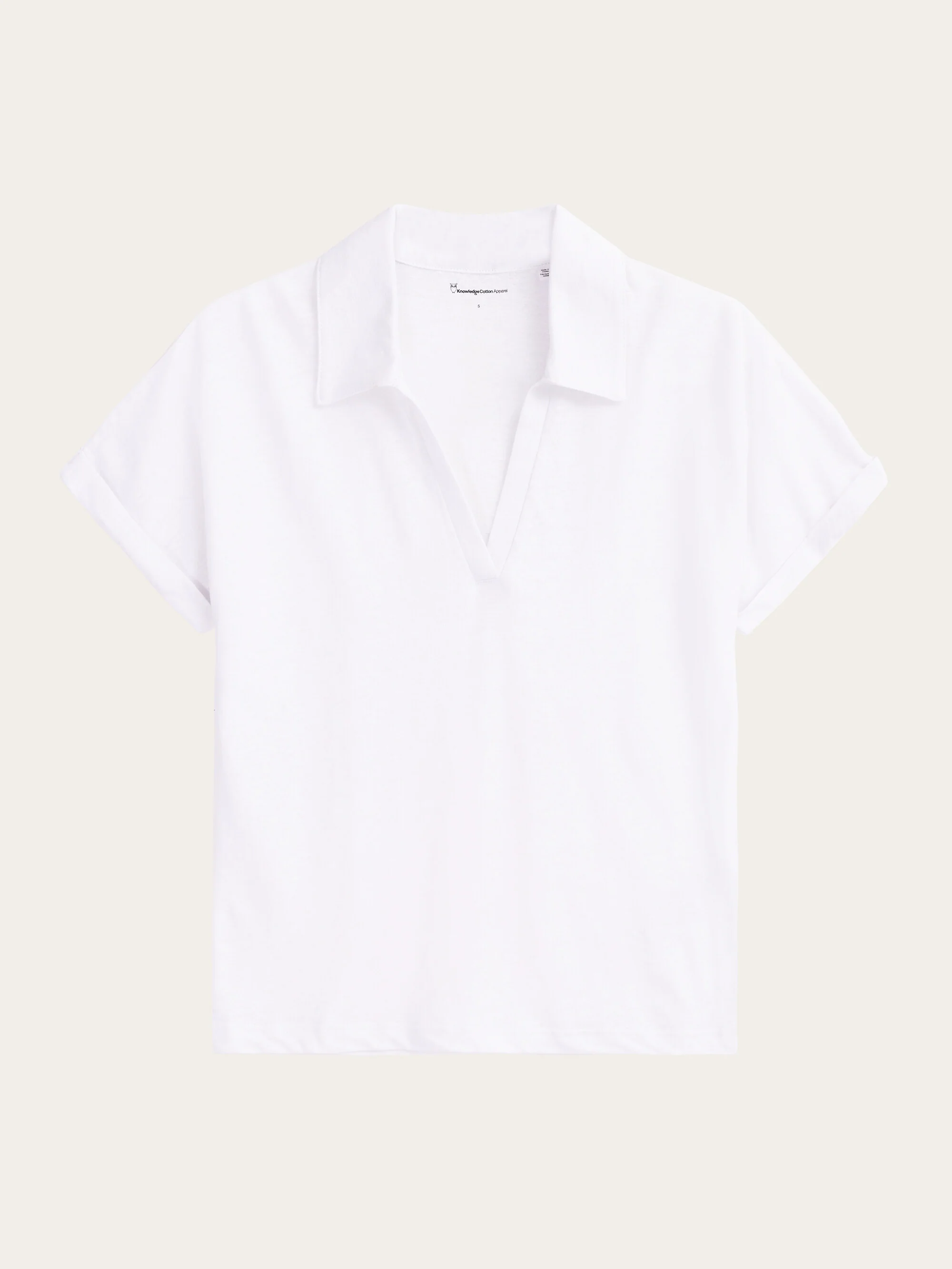 Linen split neck polo - Bright White