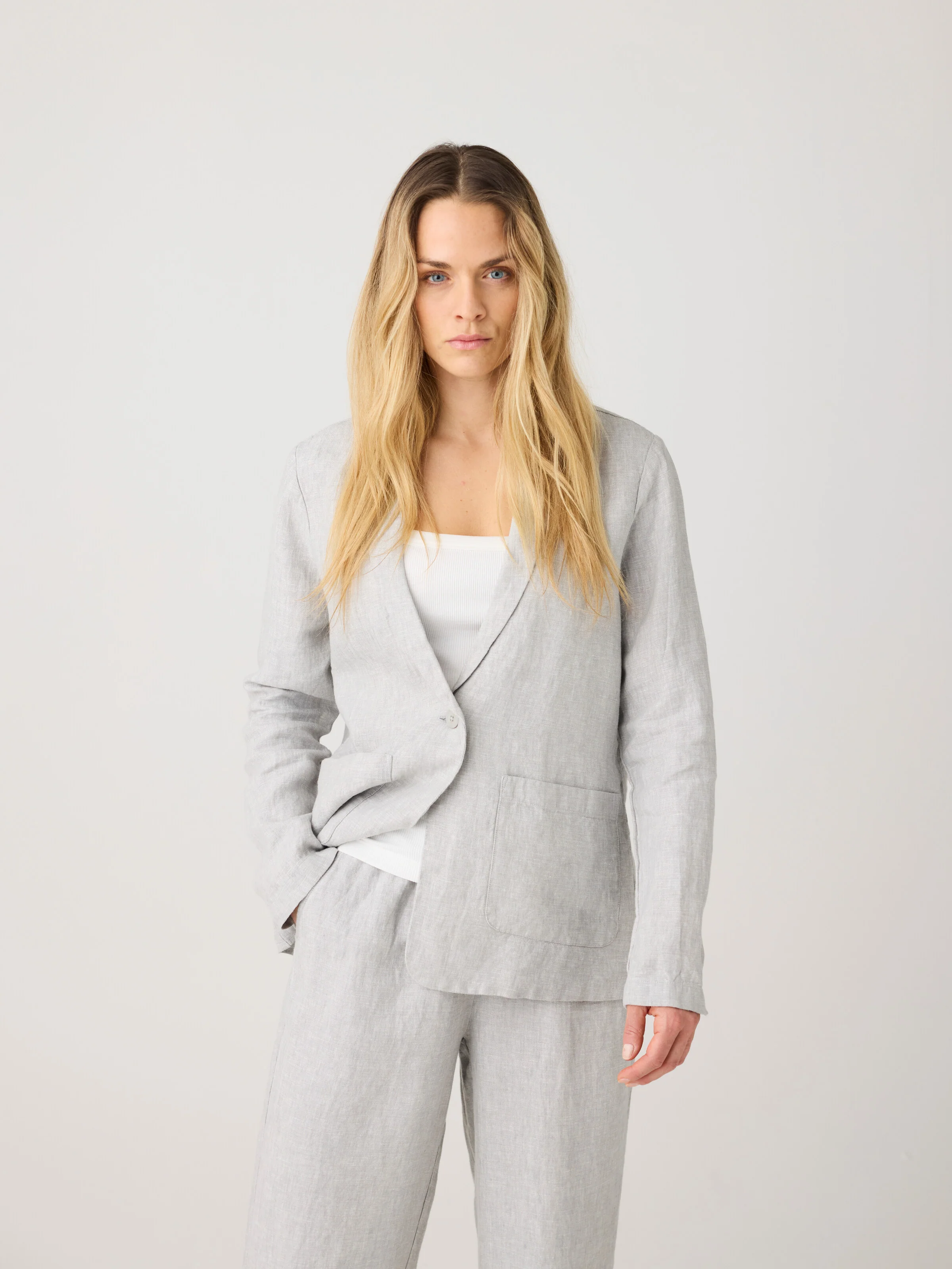 Linen blazer - Yarndyed Ultimate Grey - Image 2