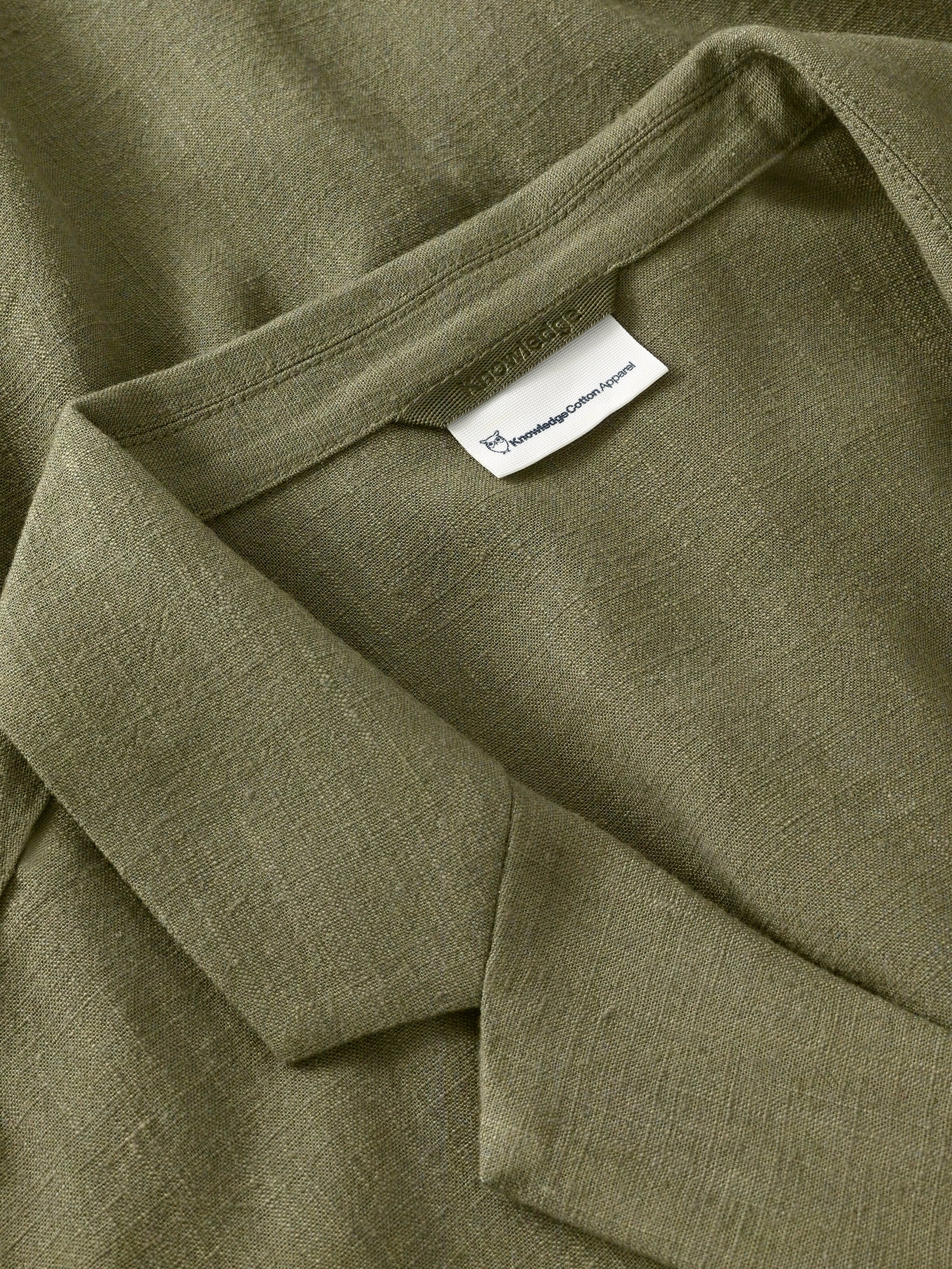 Linen blend overshirt - Burned Olive - Image 5