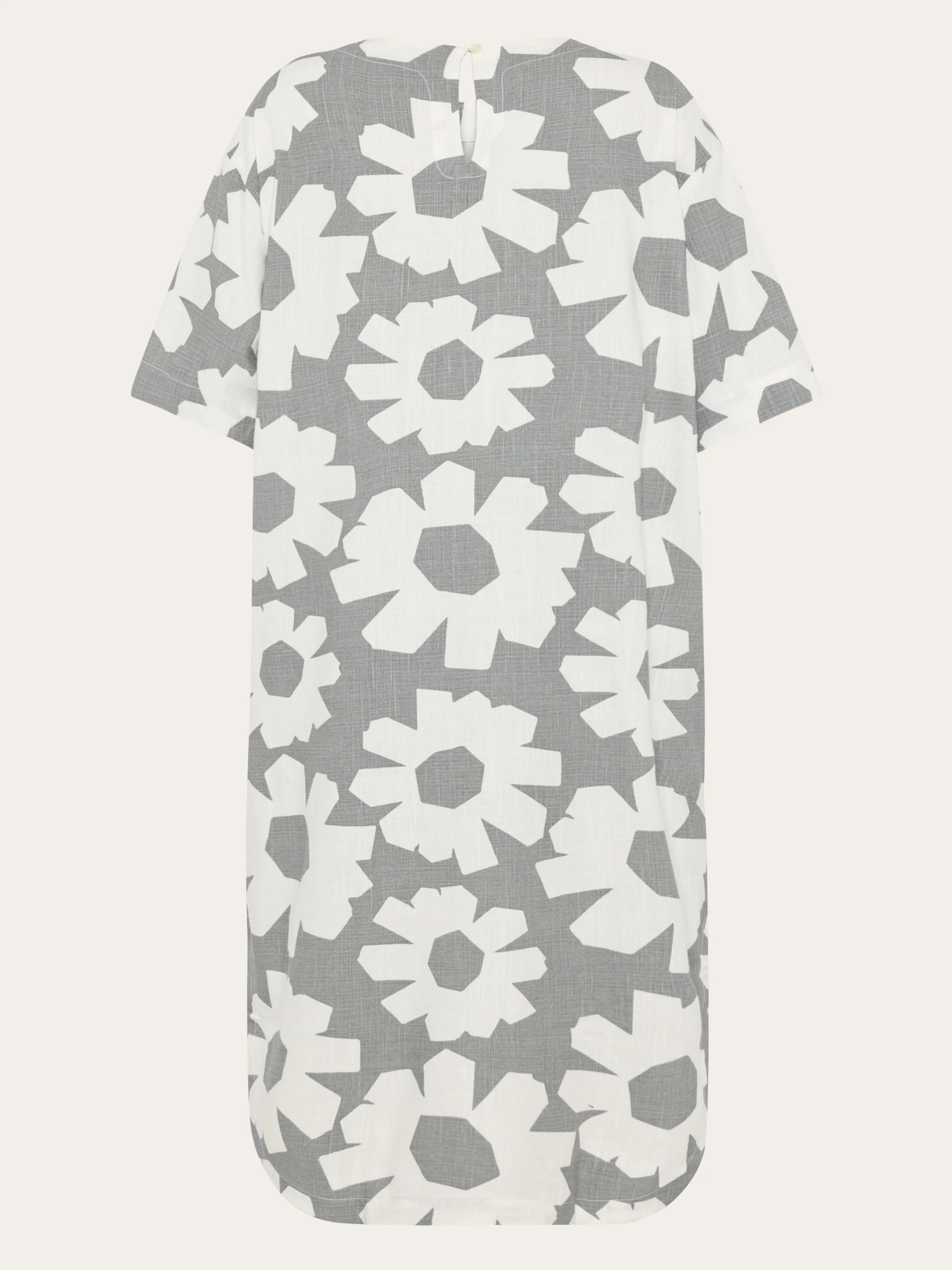 Linen blend print t-shirt dress - Grey - Image 4