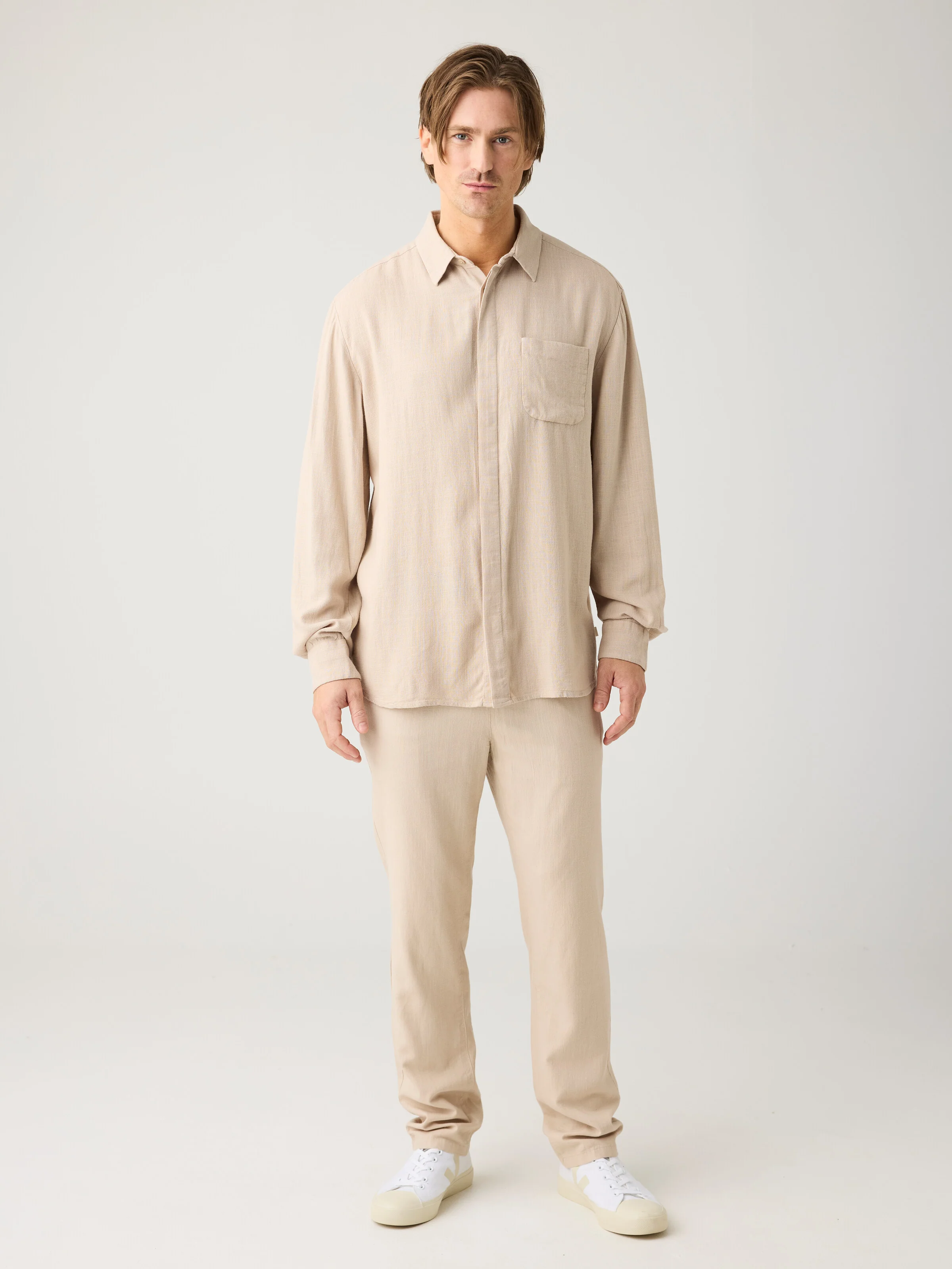 Linen blend shirt - Light feather gray - Image 3