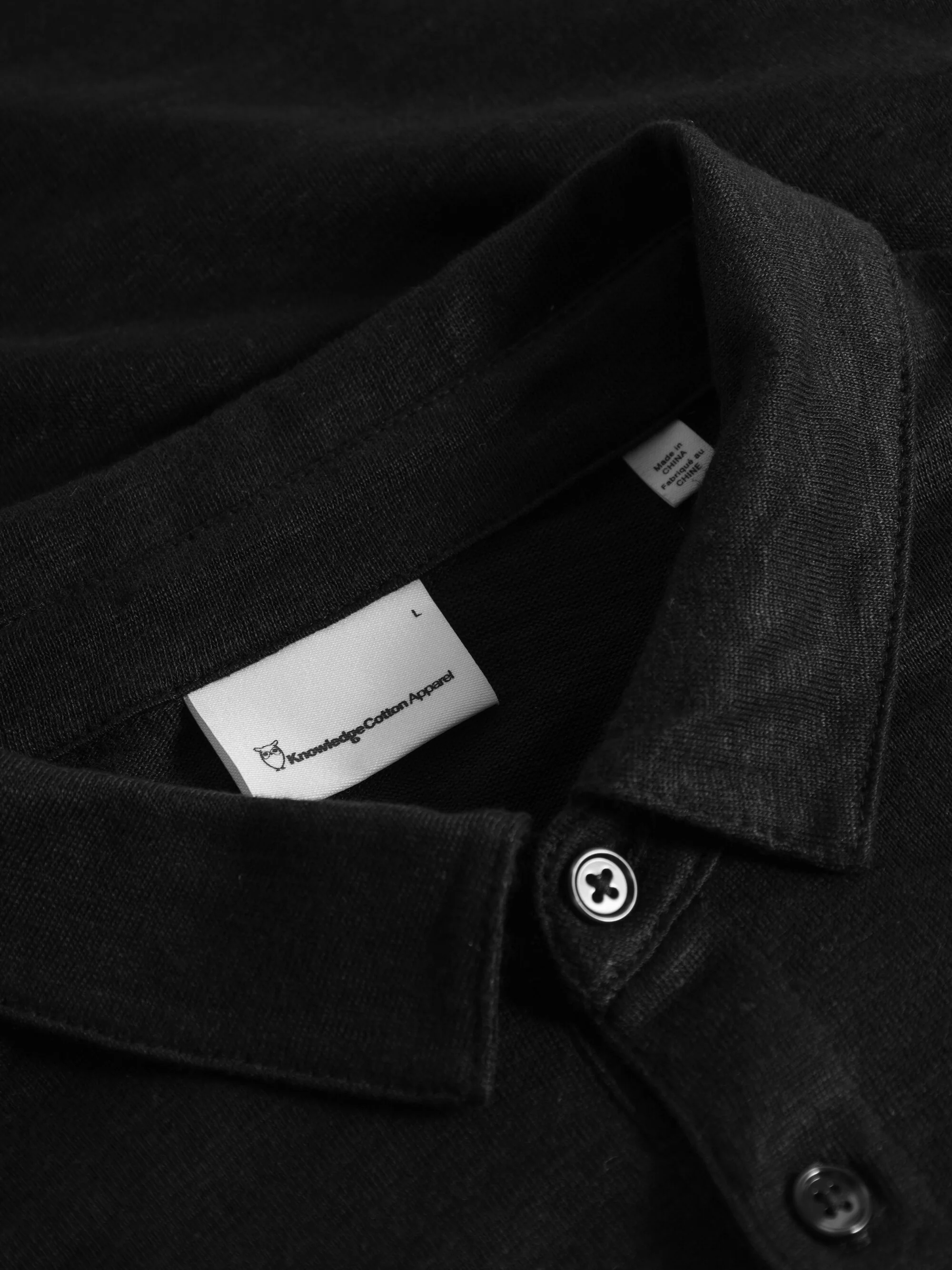 Linen polo - Black Jet - Image 4