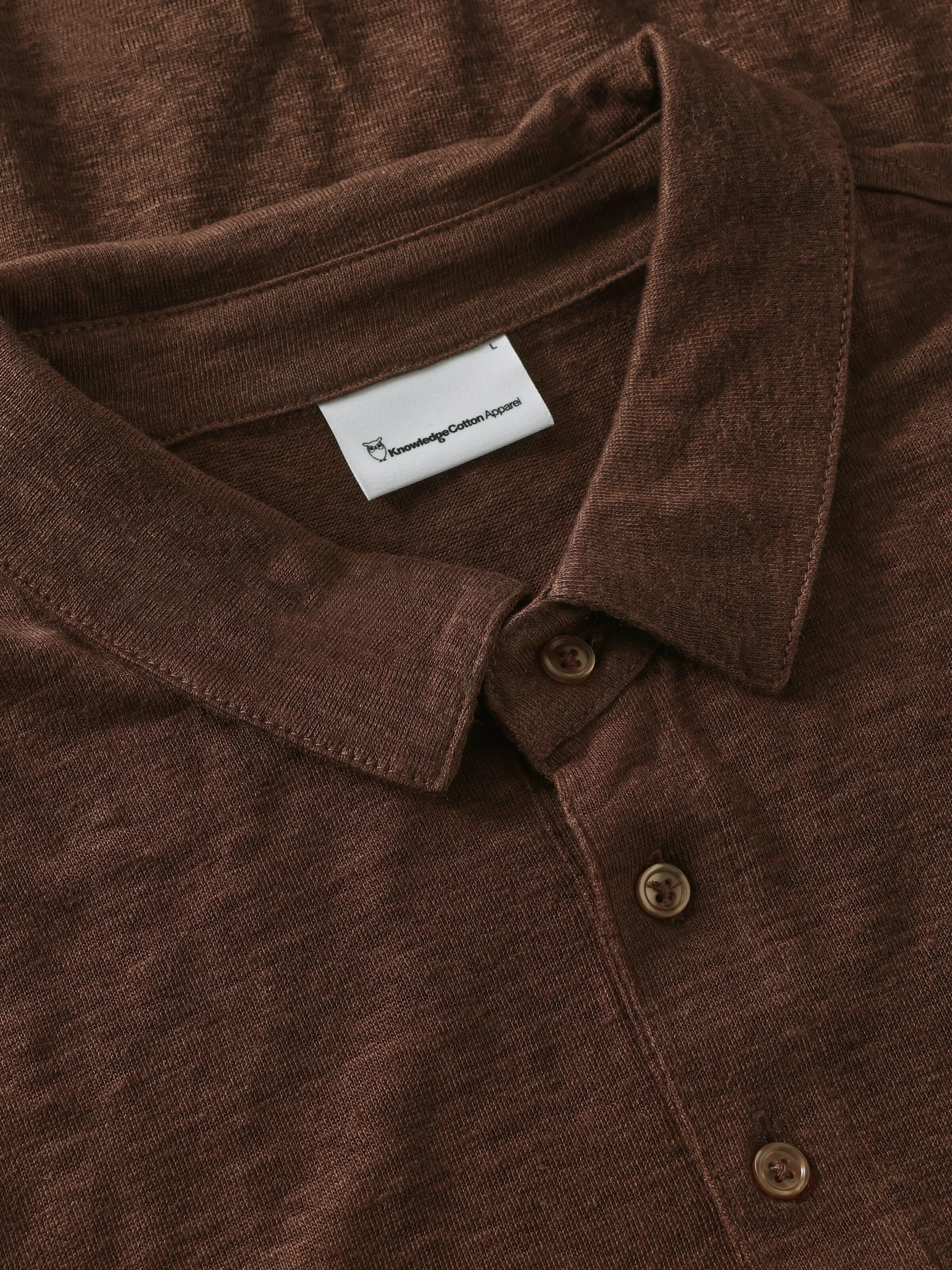 Linen polo - Shaved Chocolate - Image 3