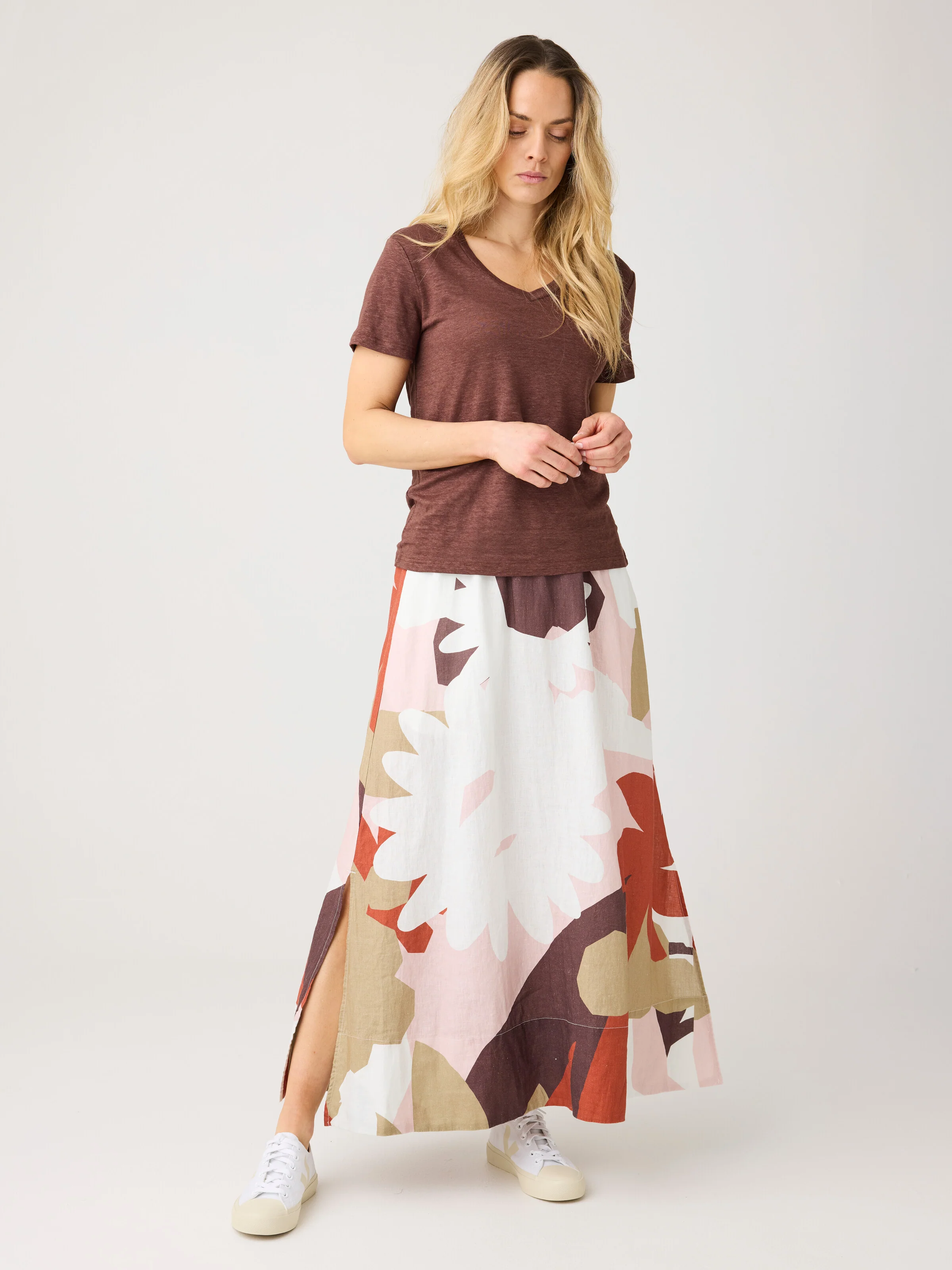 Linen print maxi skirt - Multi color AOP - Image 2
