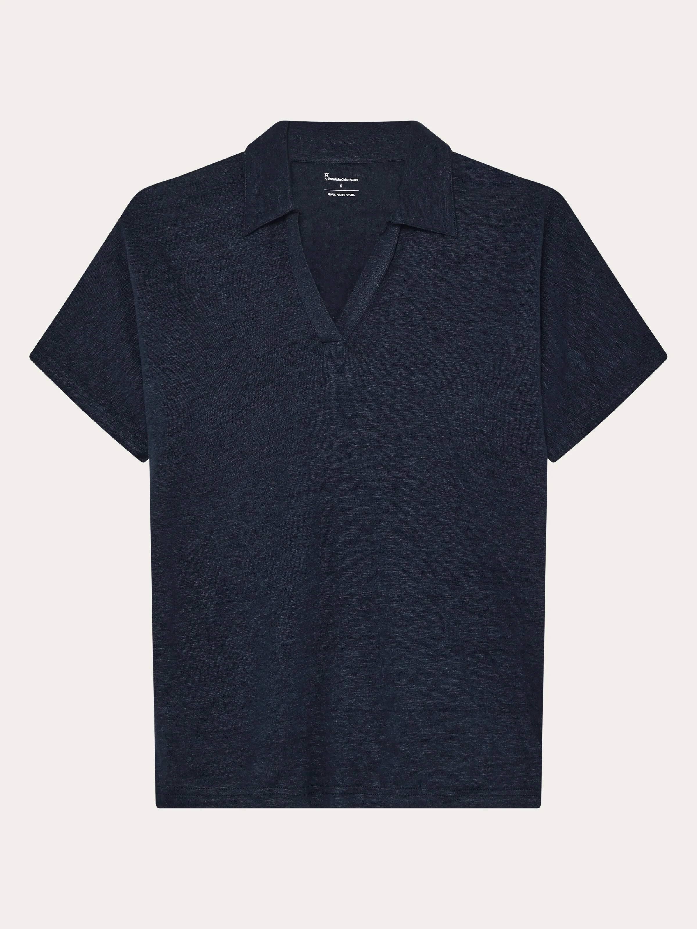 Linen split neck polo - Total Eclipse