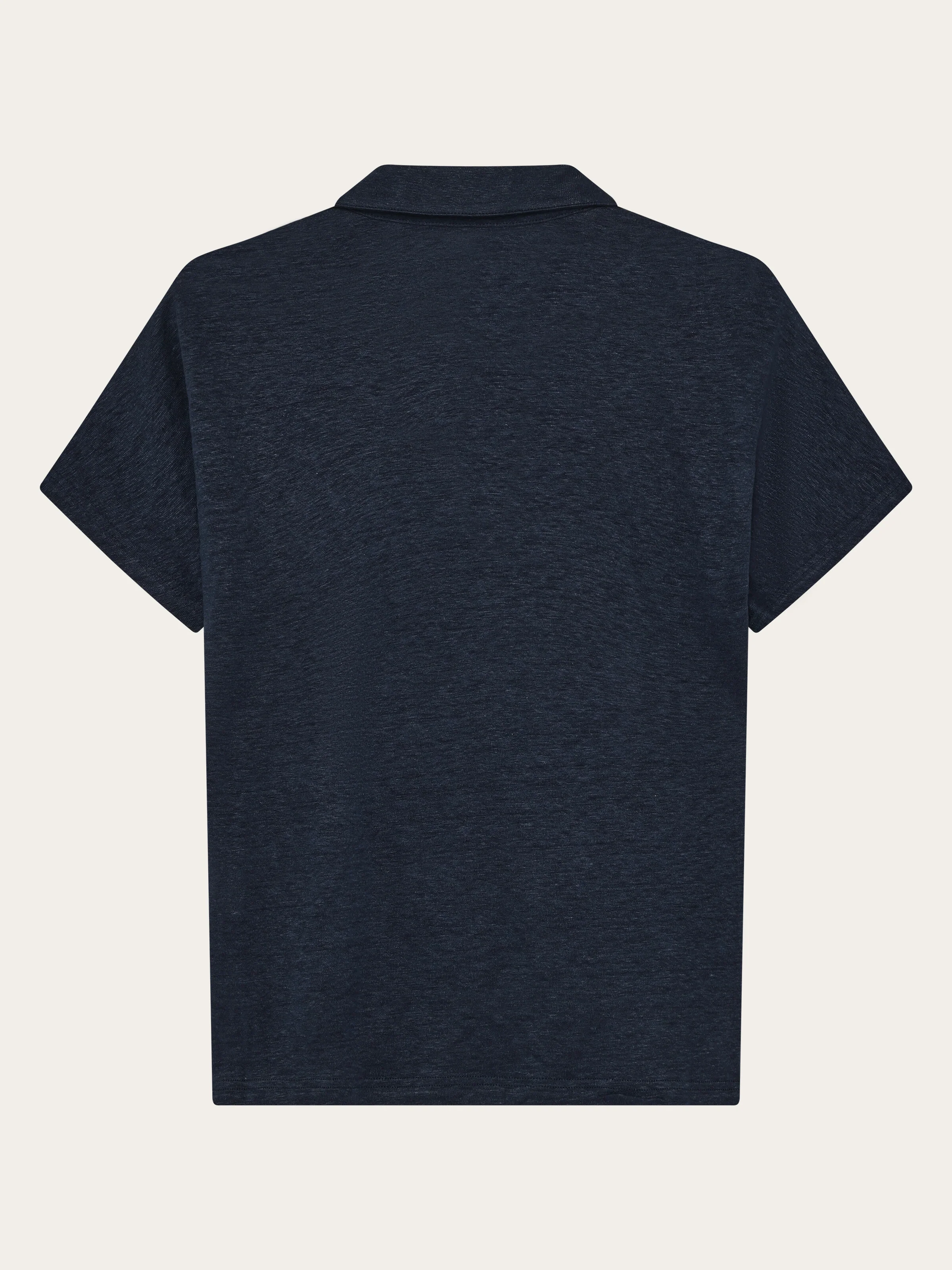 Linen split neck polo - Total Eclipse - Image 3