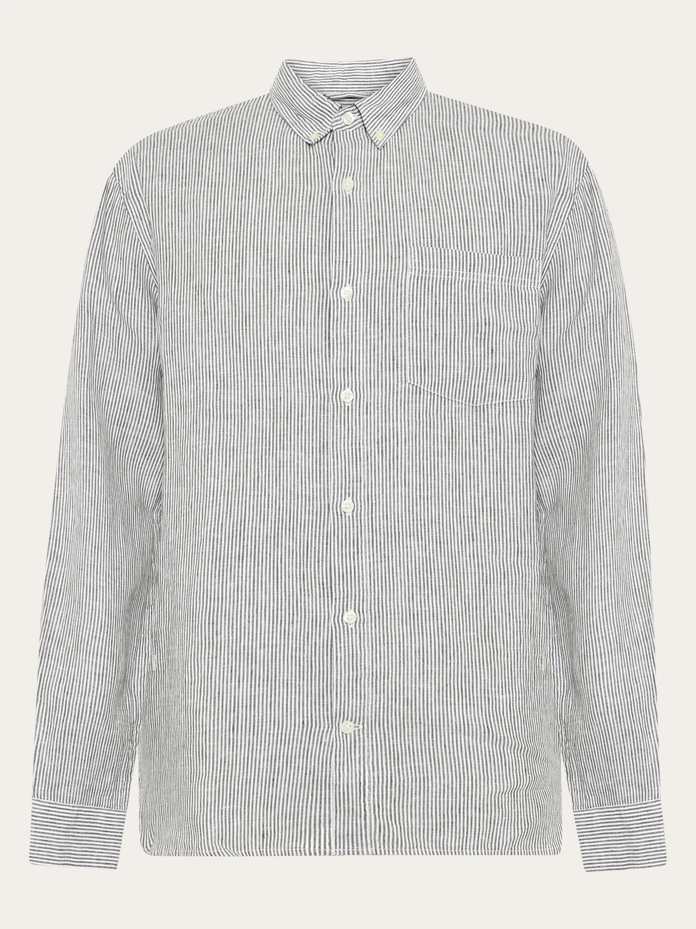 Linen stripe shirt - Burned Olive