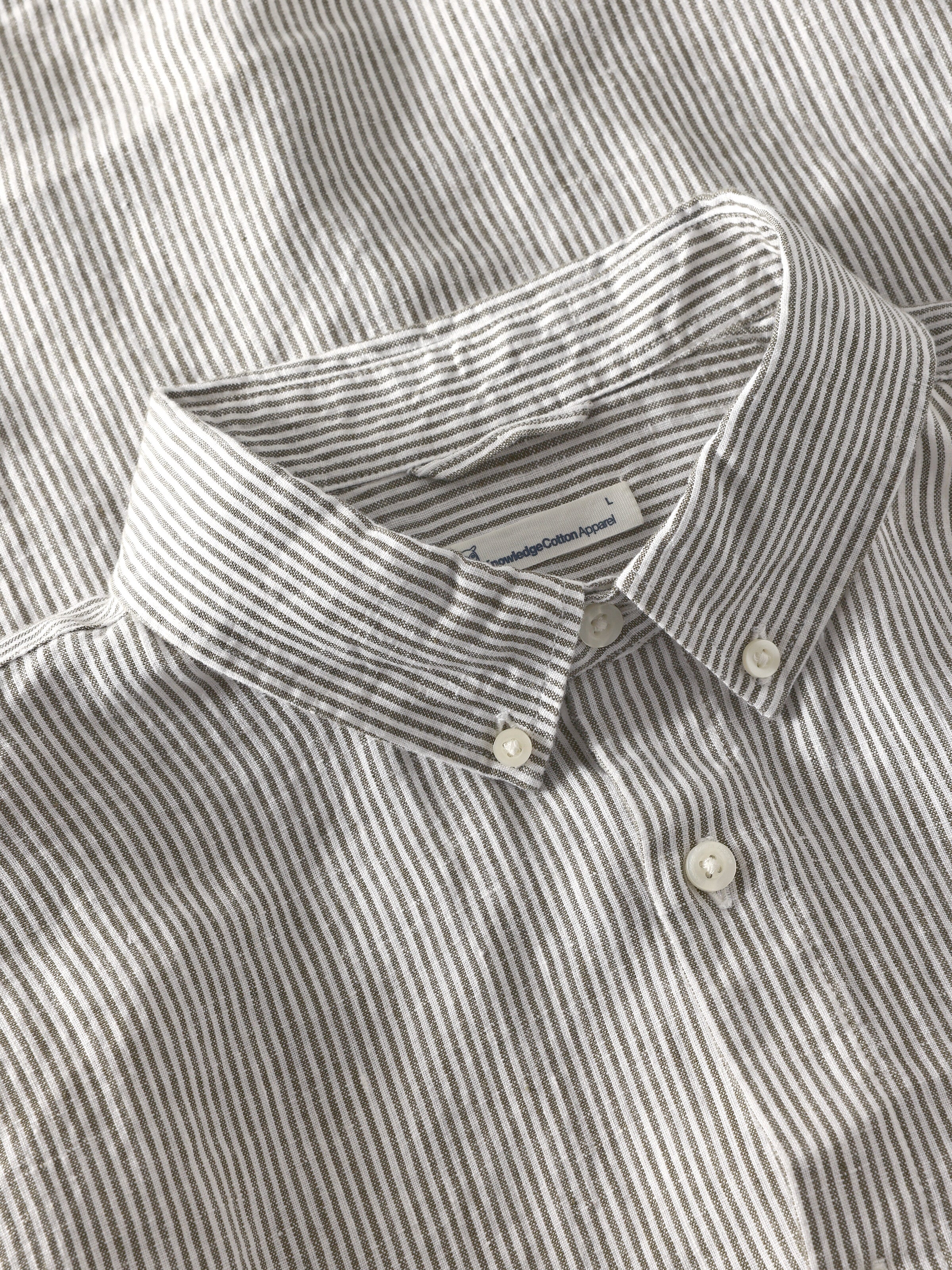 Linen stripe shirt - Burned Olive - Image 4