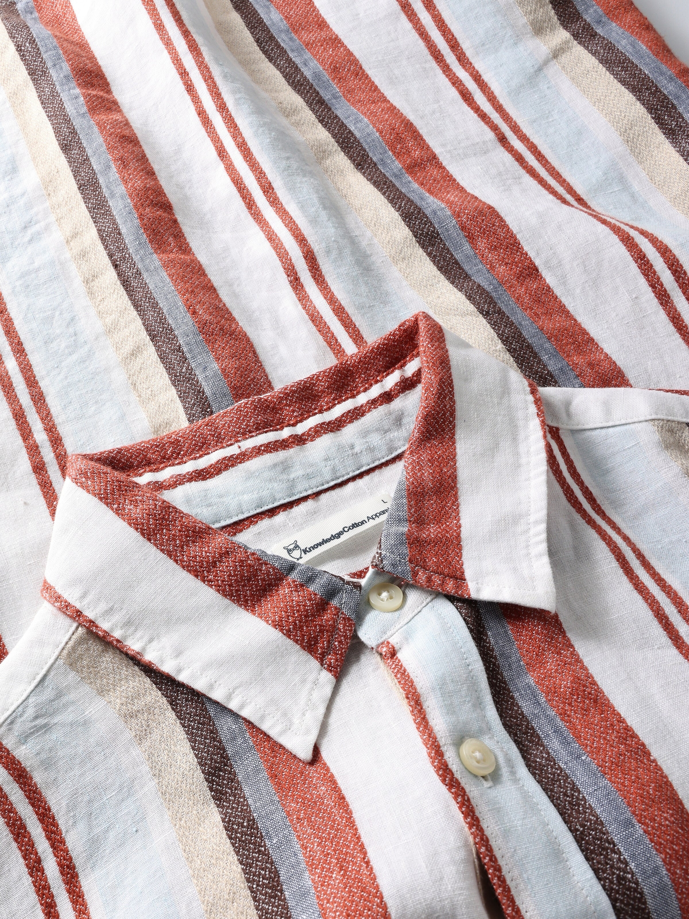 Linen stripe short sleeve shirt - Multi color stripe - Image 5
