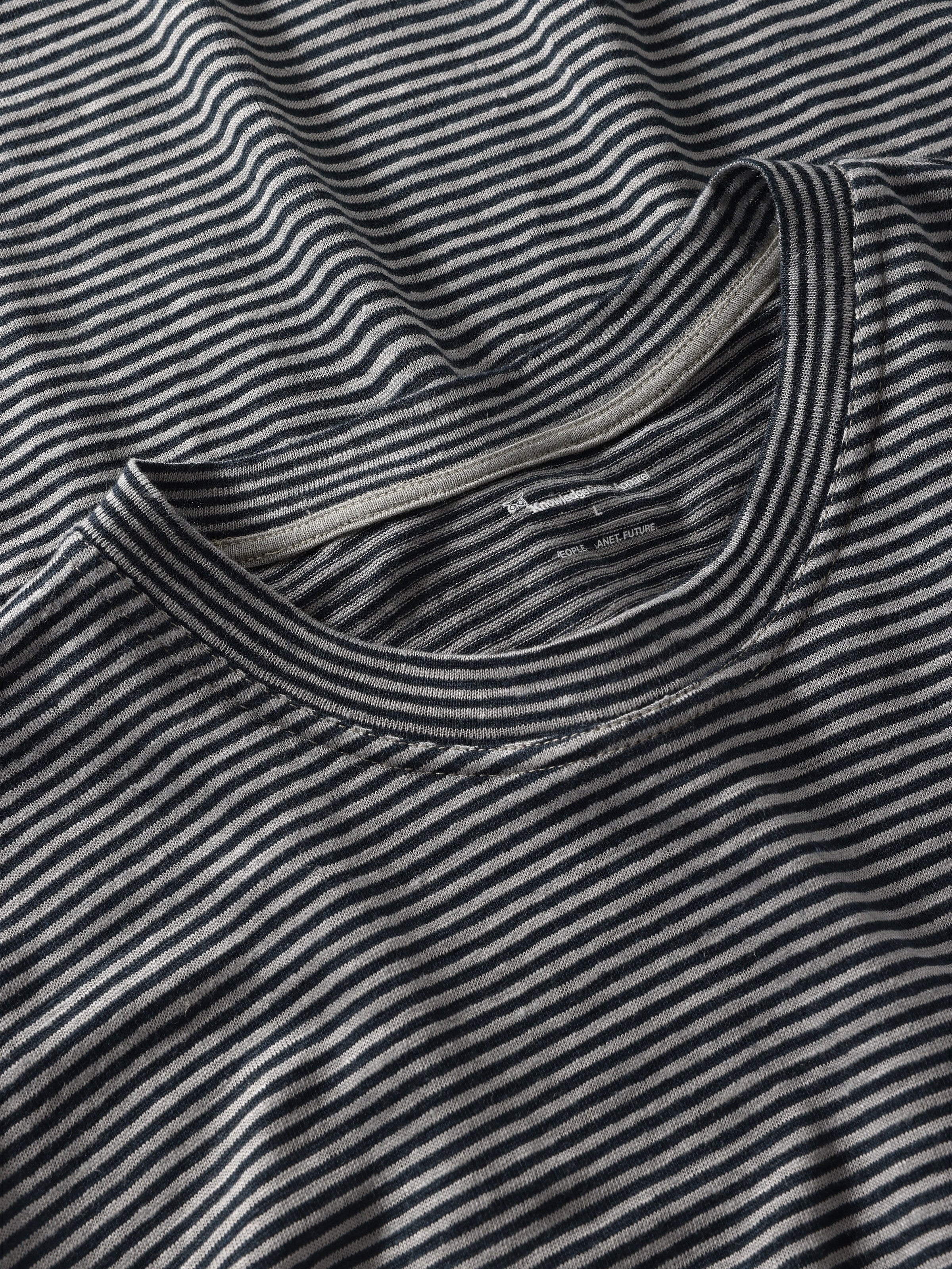 Linen stripe t-shirt - Navy - Image 3