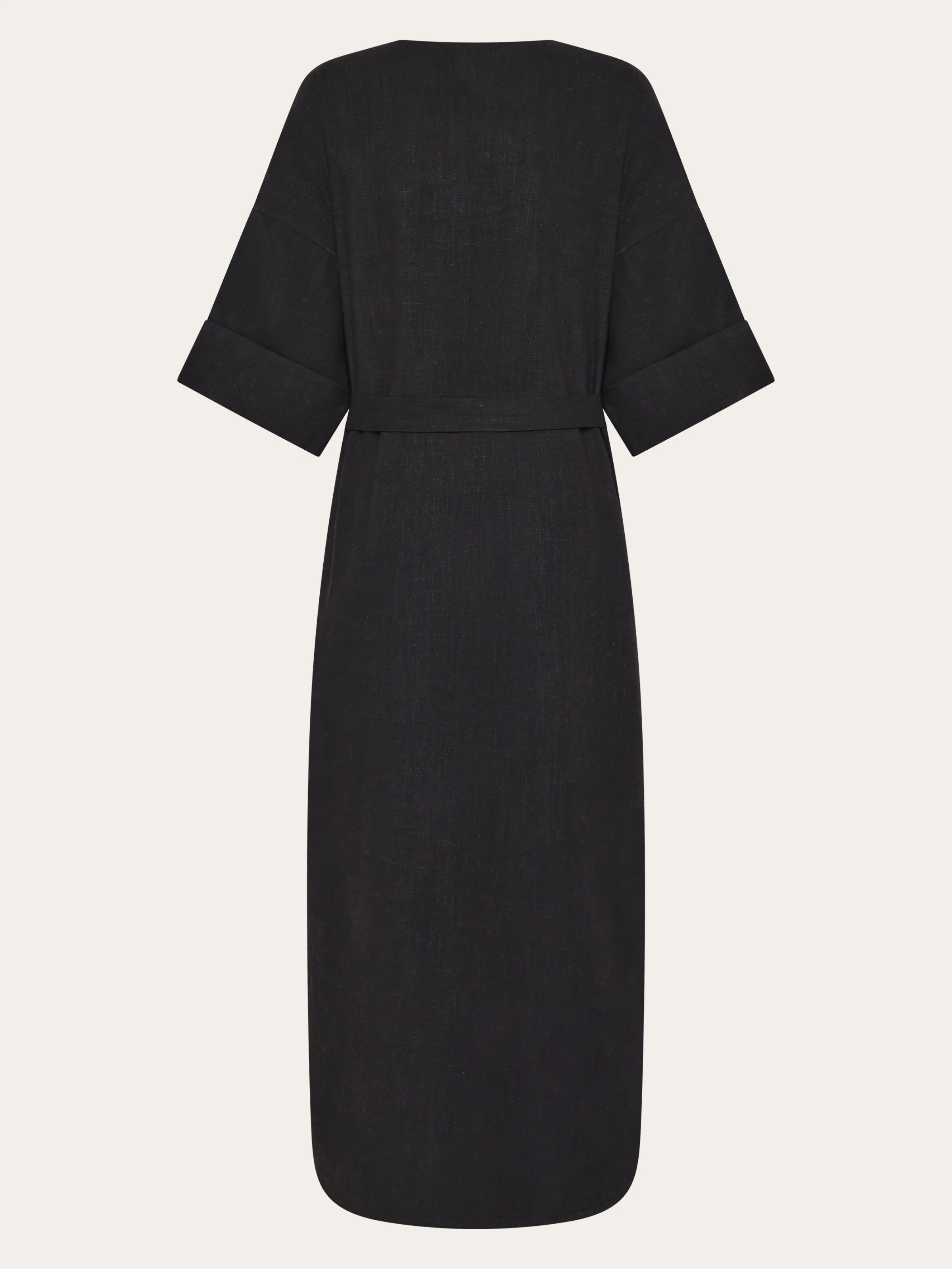 Linen v-neck dress - Black Jet