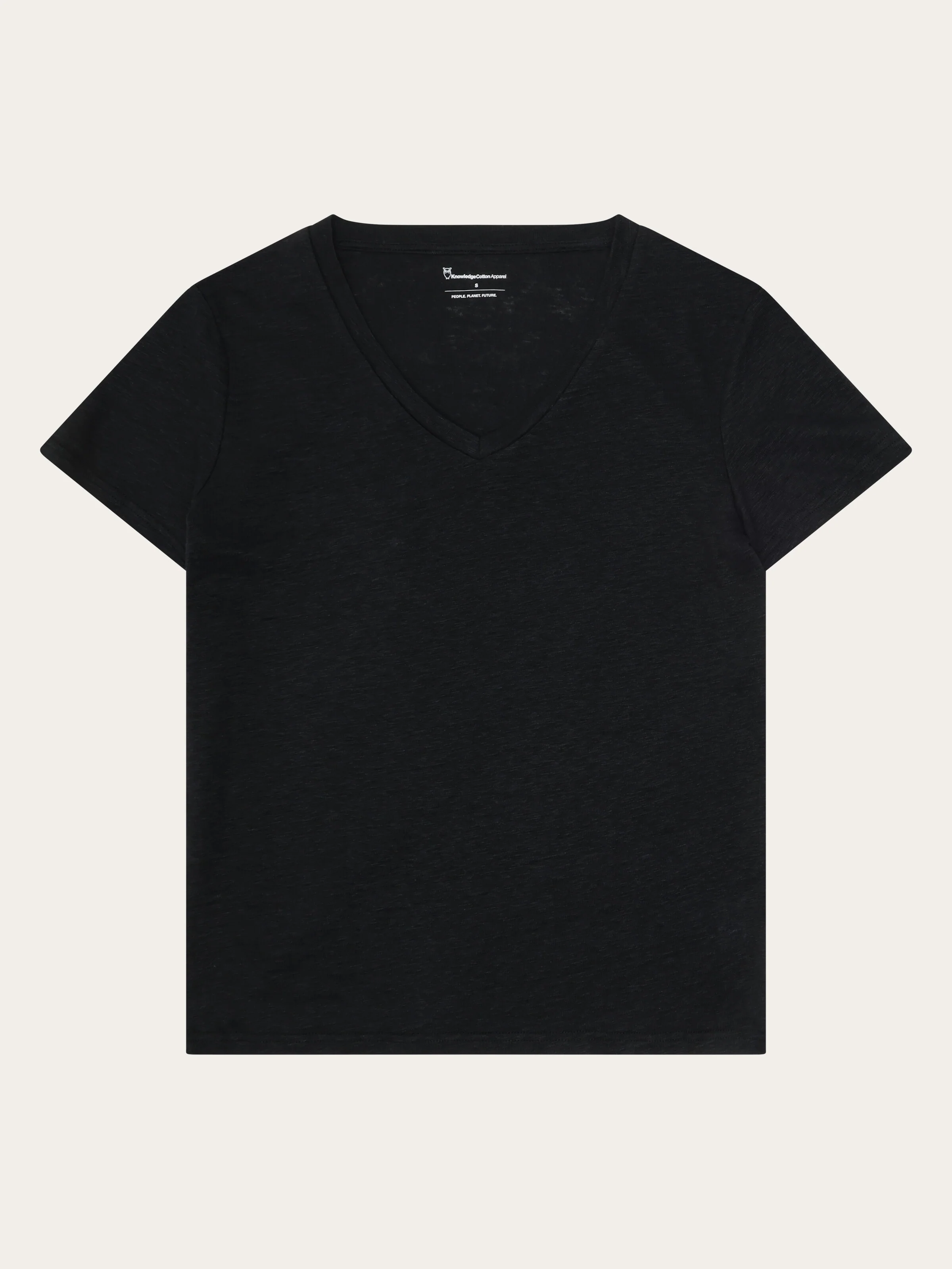 Linen v-neck t-shirt - Black Jet