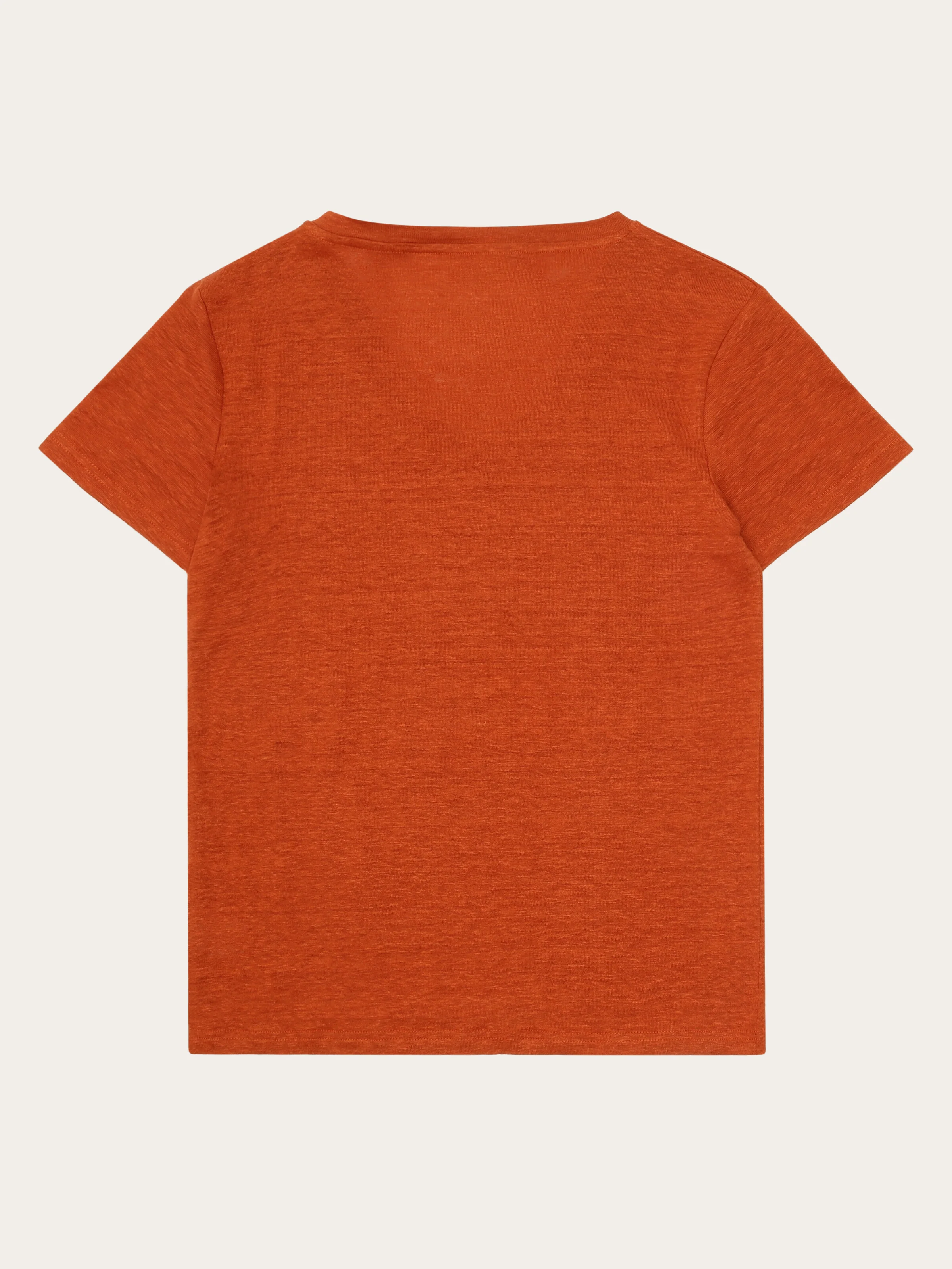 Linen v-neck t-shirt - Burnt Brick - Image 3