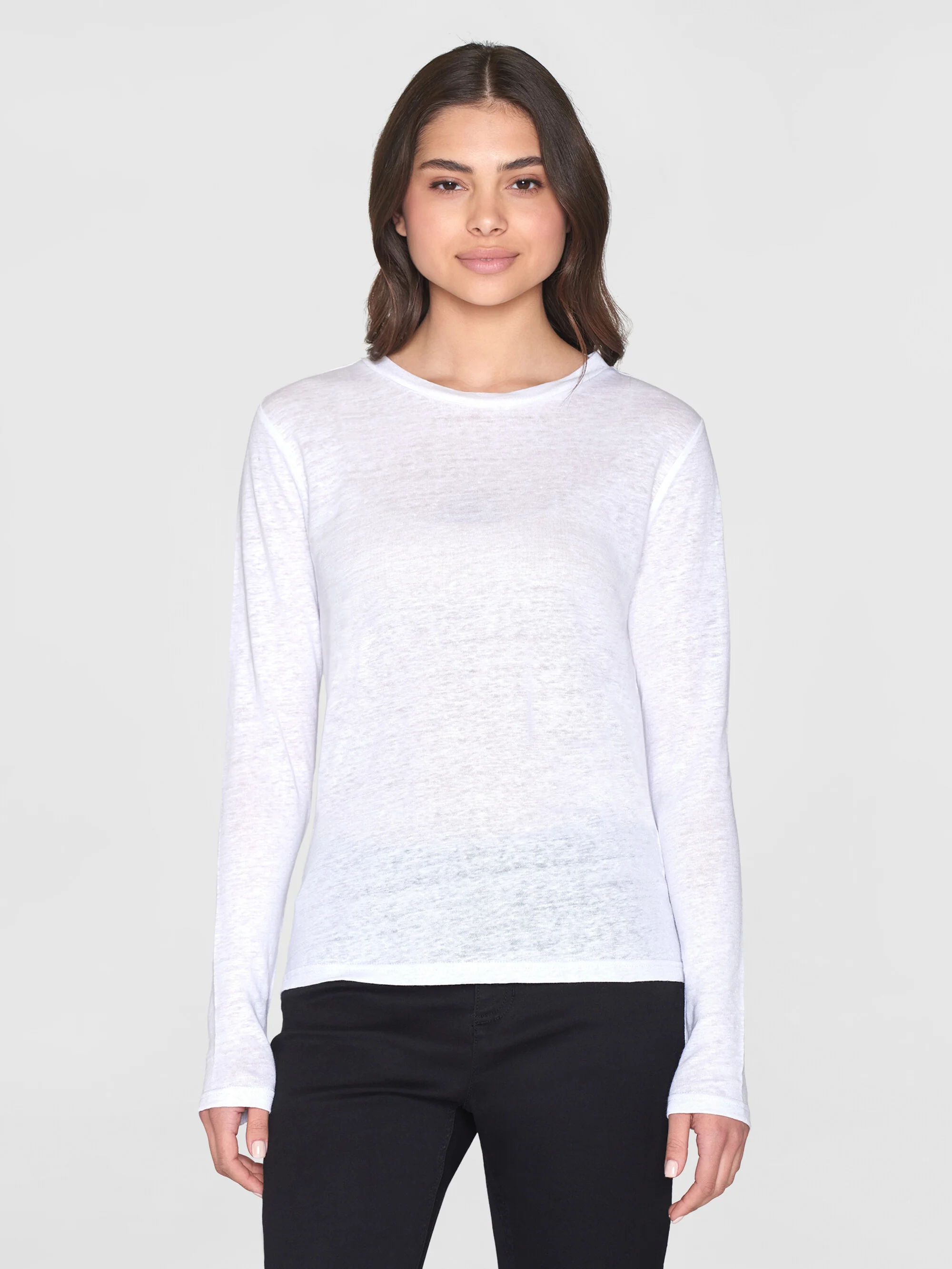 Long sleeve linen t-shirt - GOTS/Vegan - Bright White - Image 2