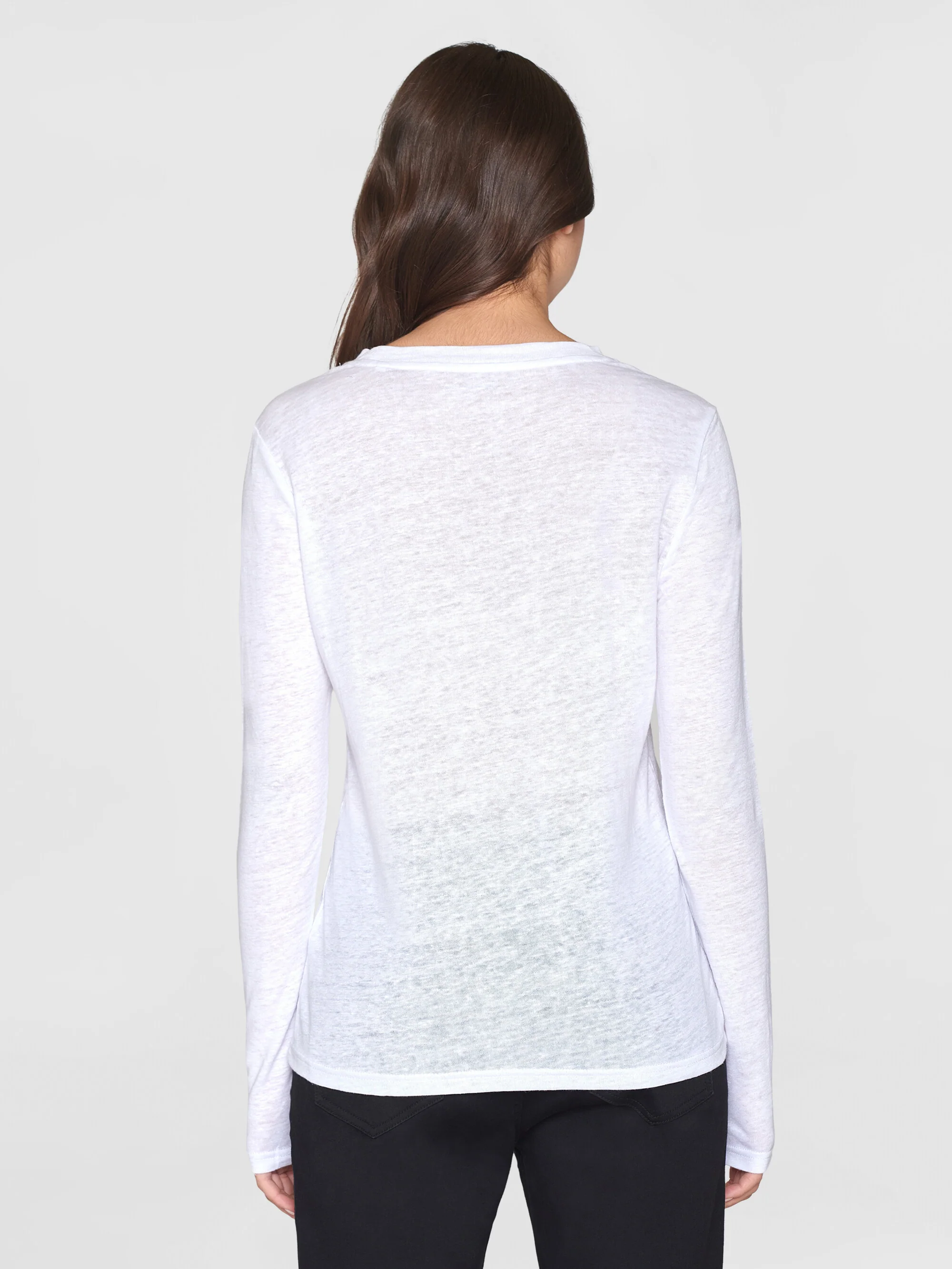 Long sleeve linen t-shirt - GOTS/Vegan - Bright White - Image 3