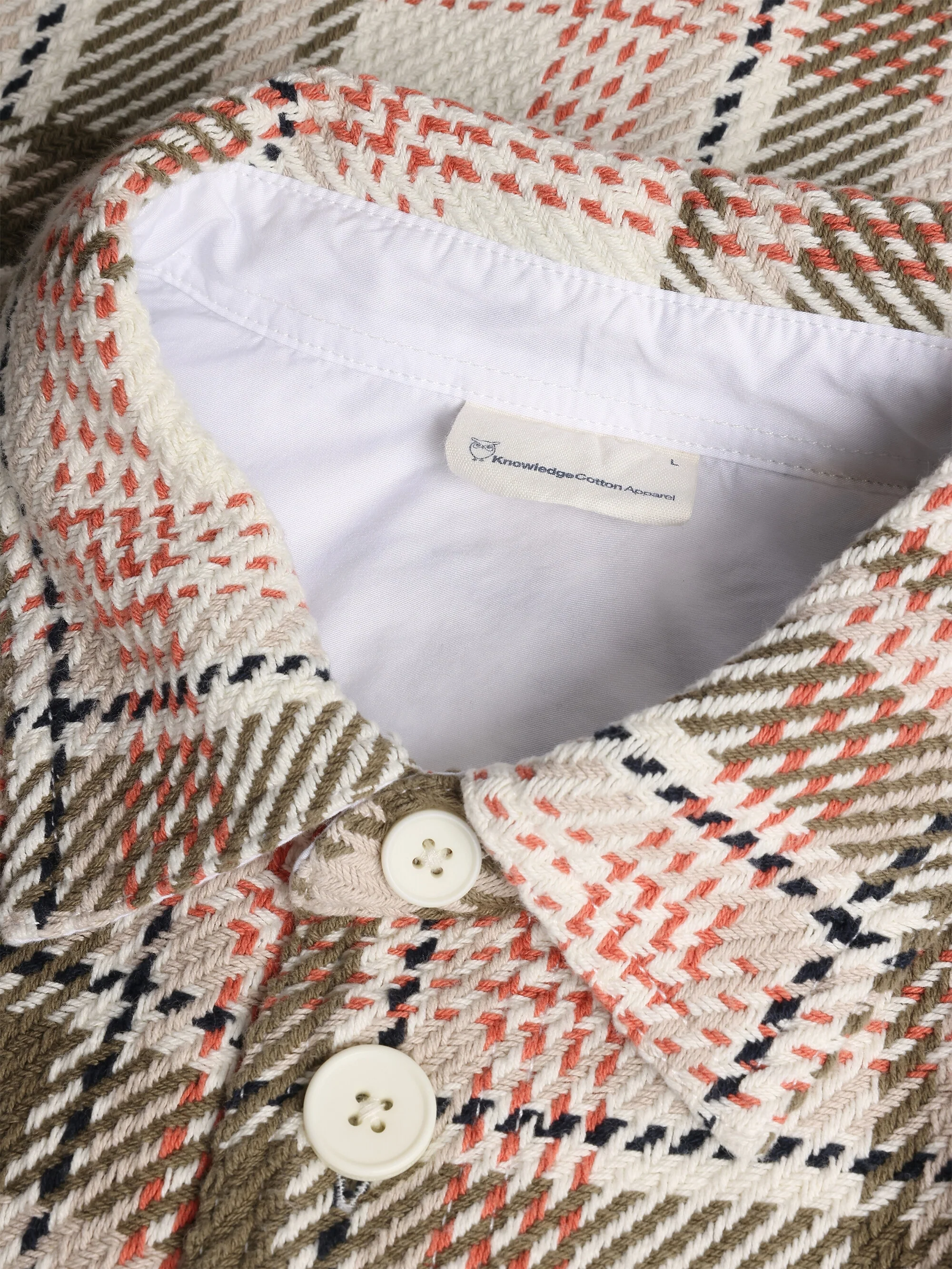 Loose fit checkered flannel shirt - Creme check - Image 4