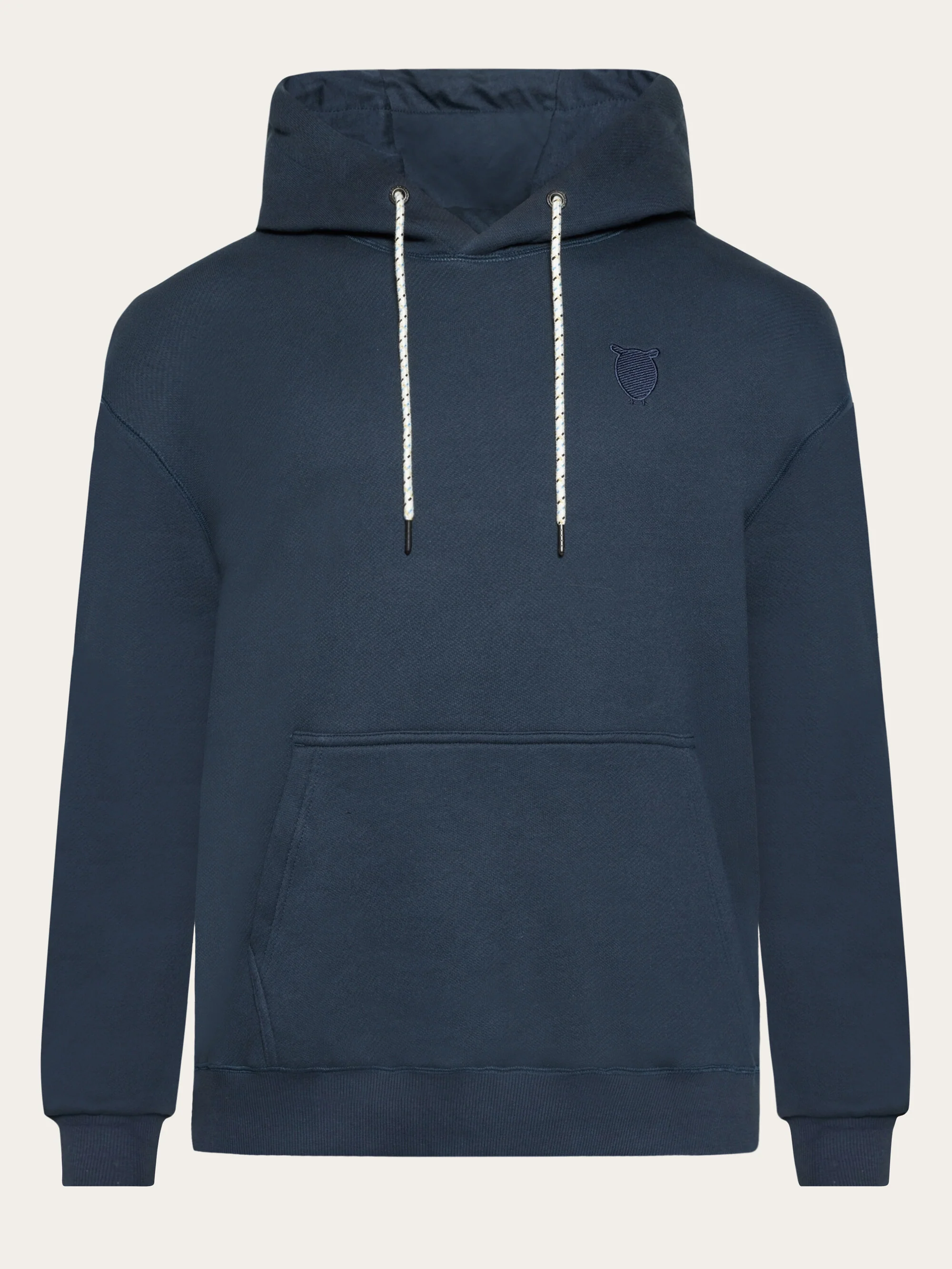 Loose fit hood kangaroo pocket sweat with embroidery at chest - Total Eclipse