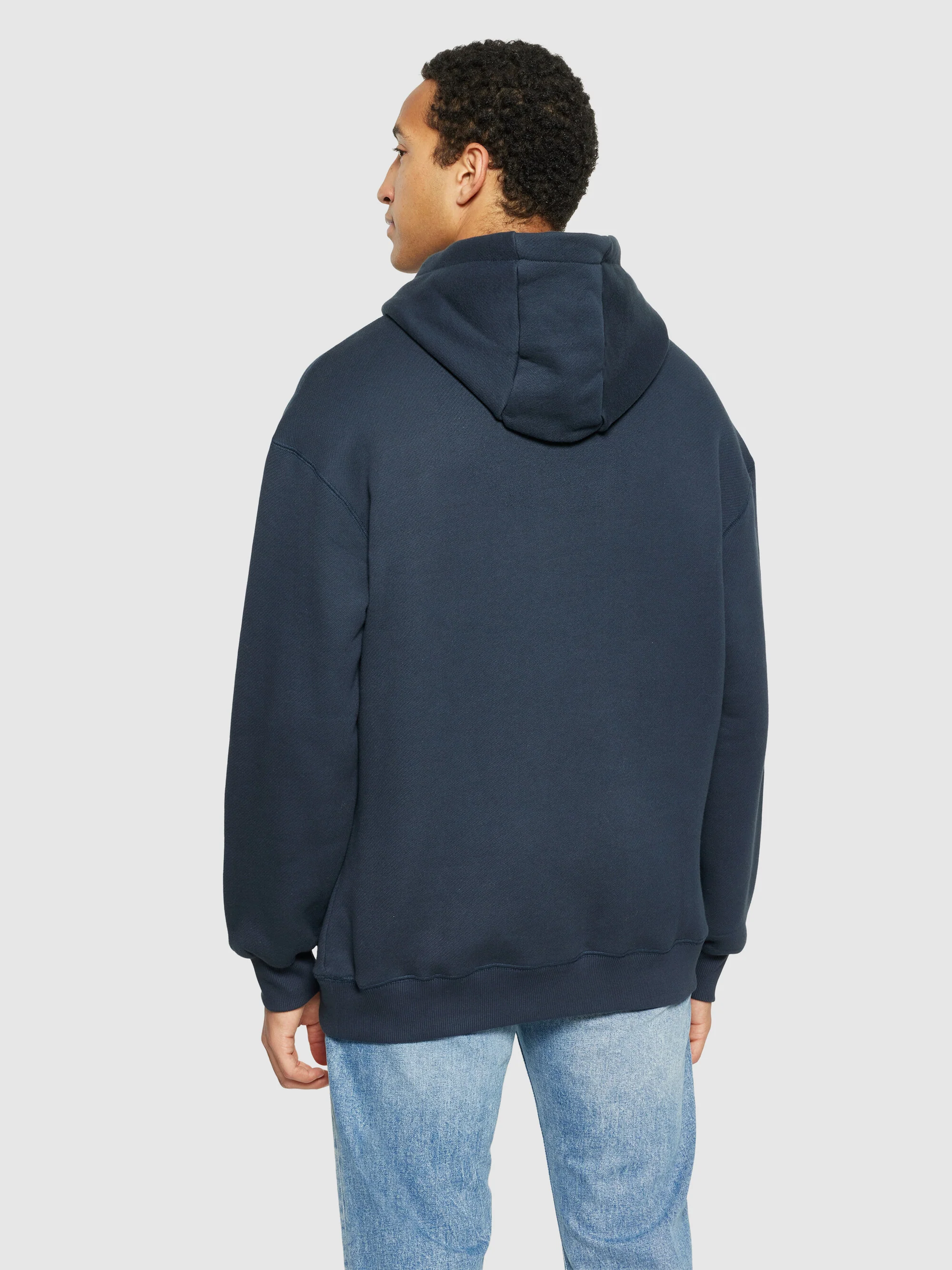 Loose fit hood kangaroo pocket sweat with embroidery at chest - Total Eclipse - Image 3