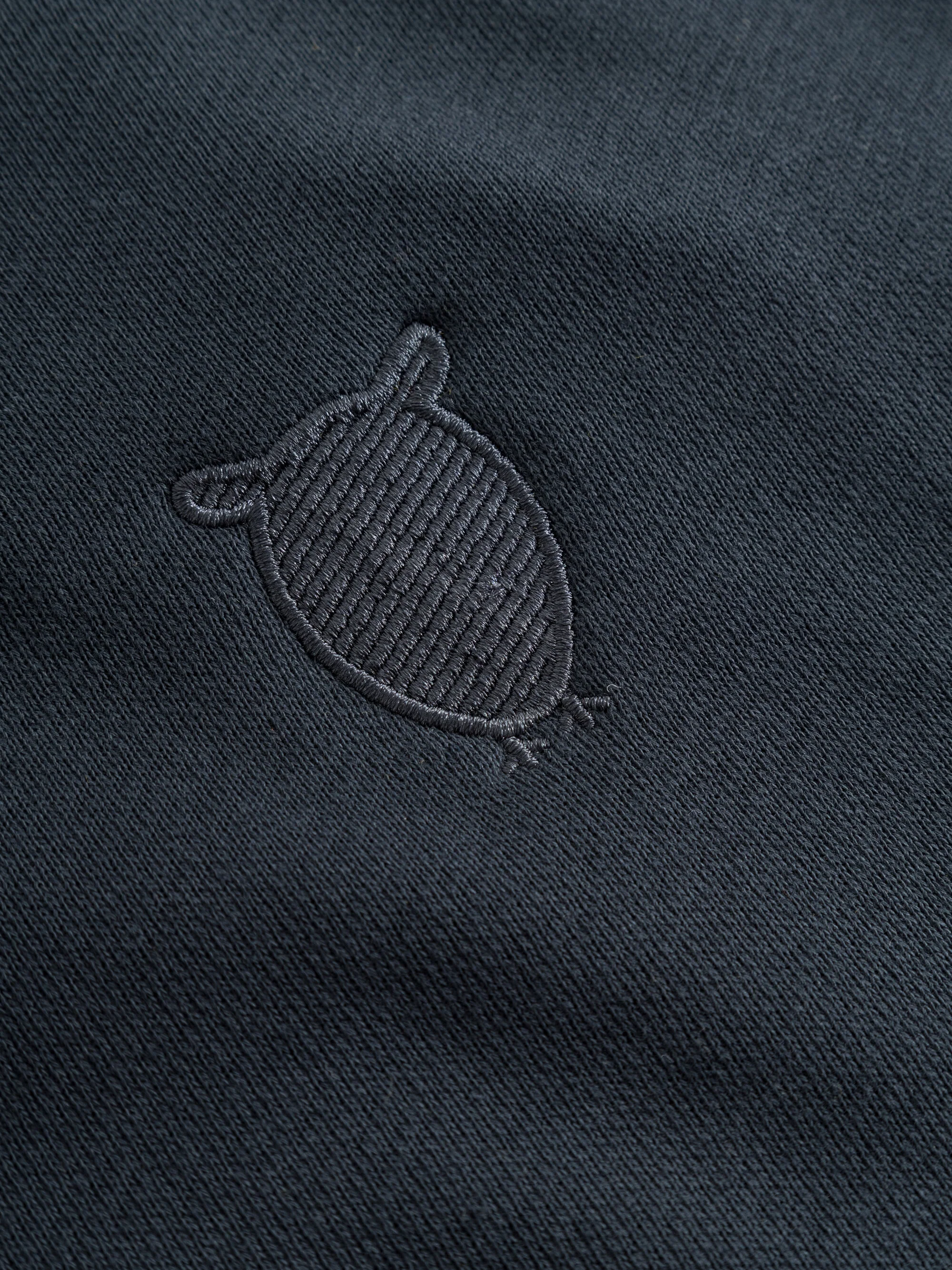 Loose fit hood kangaroo pocket sweat with embroidery at chest - Total Eclipse - Image 6