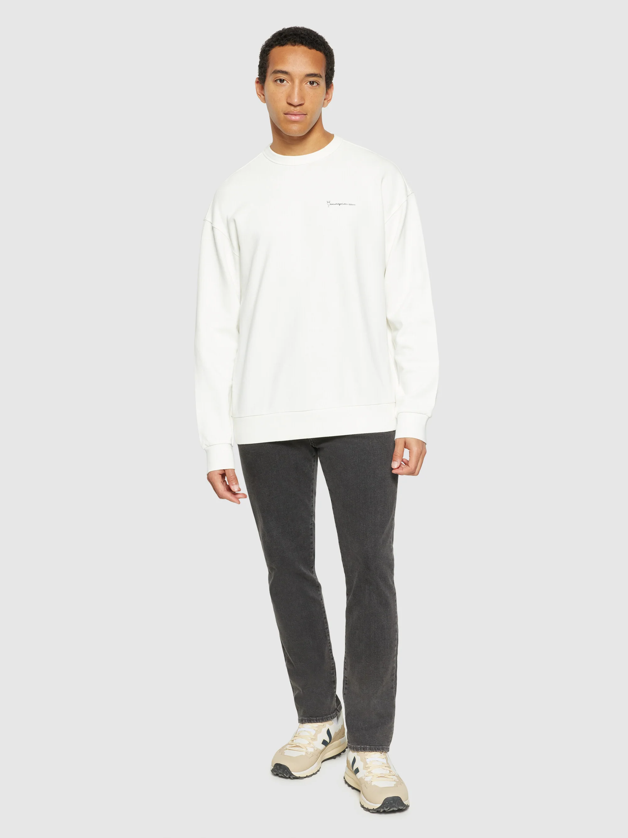 Loose fit sweat owl chill camp print - Regenerative Organic Certified® - GOTS/Vegan - Egret - Image 4