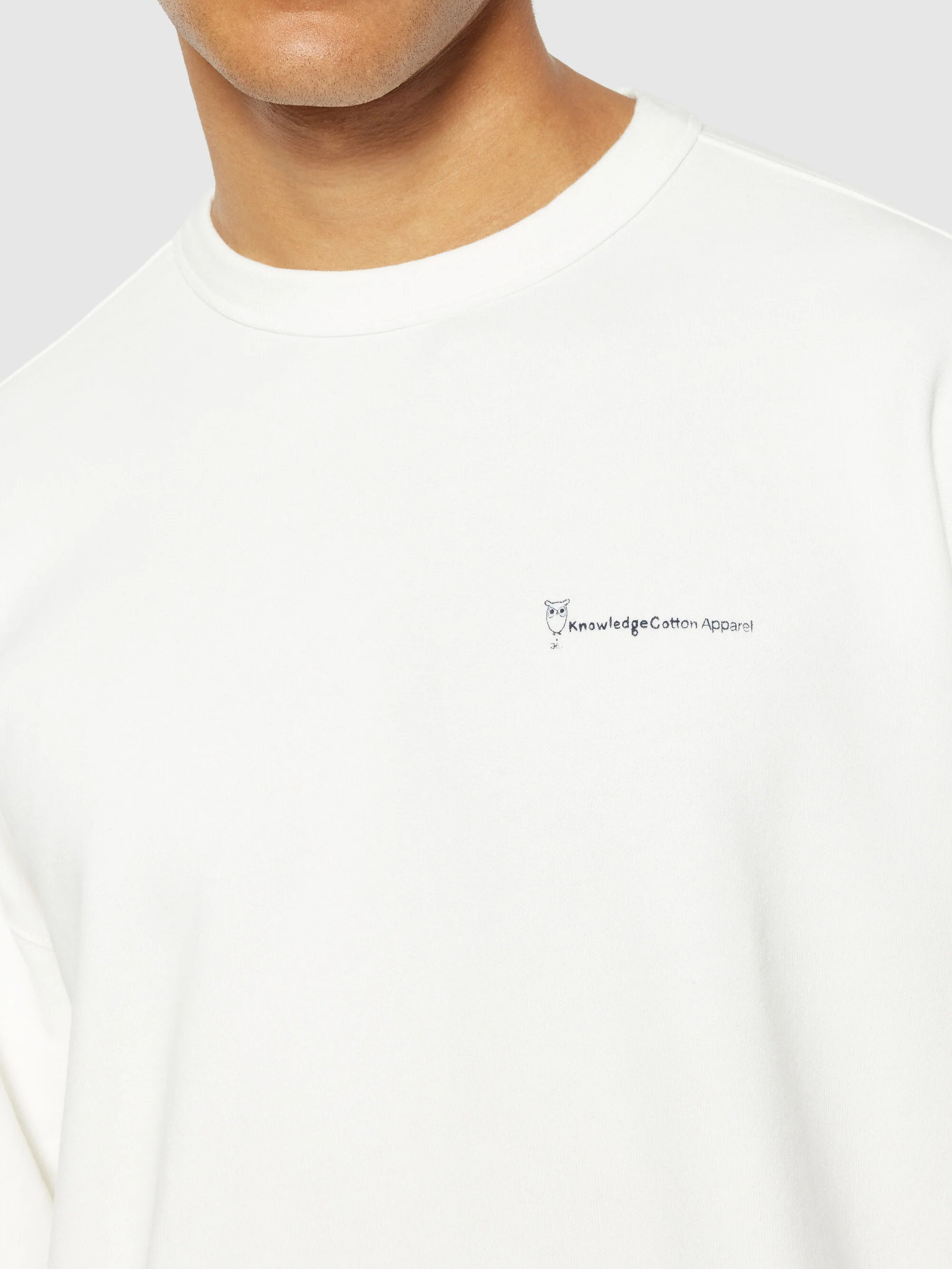 Loose fit sweat owl chill camp print - Regenerative Organic Certified® - GOTS/Vegan - Egret - Image 5