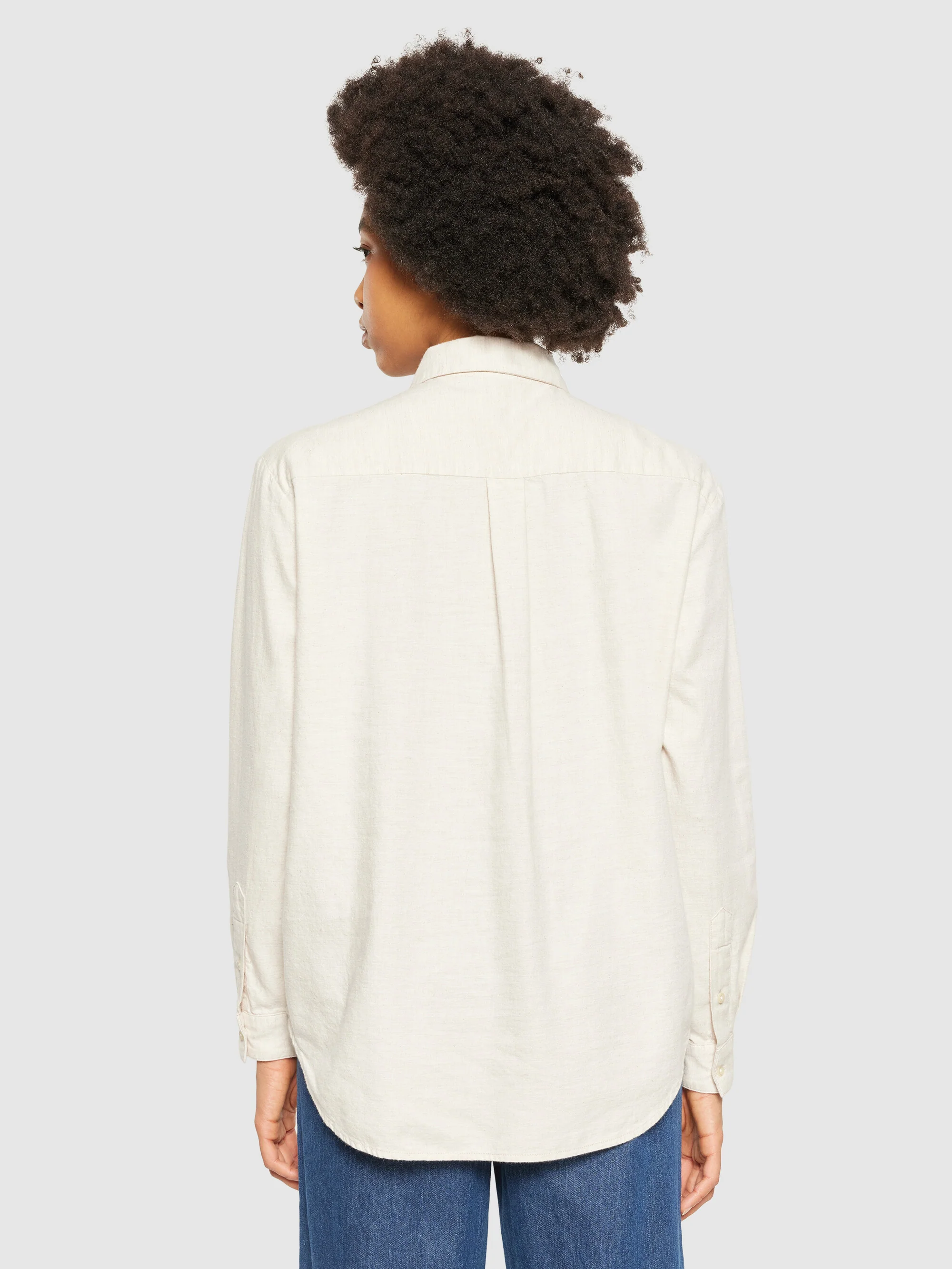 Organic Cotton Flannel Shirt GOTS - Greige - Image 3