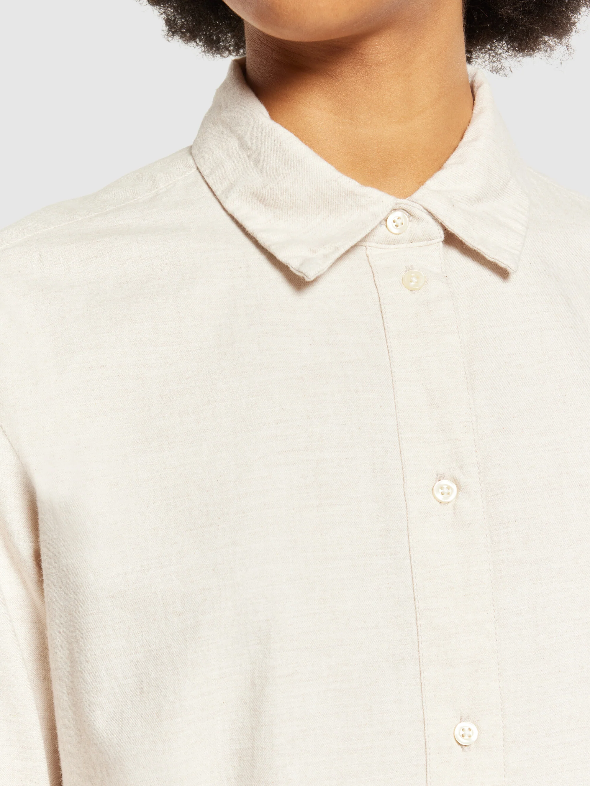 Organic Cotton Flannel Shirt GOTS - Greige - Image 5
