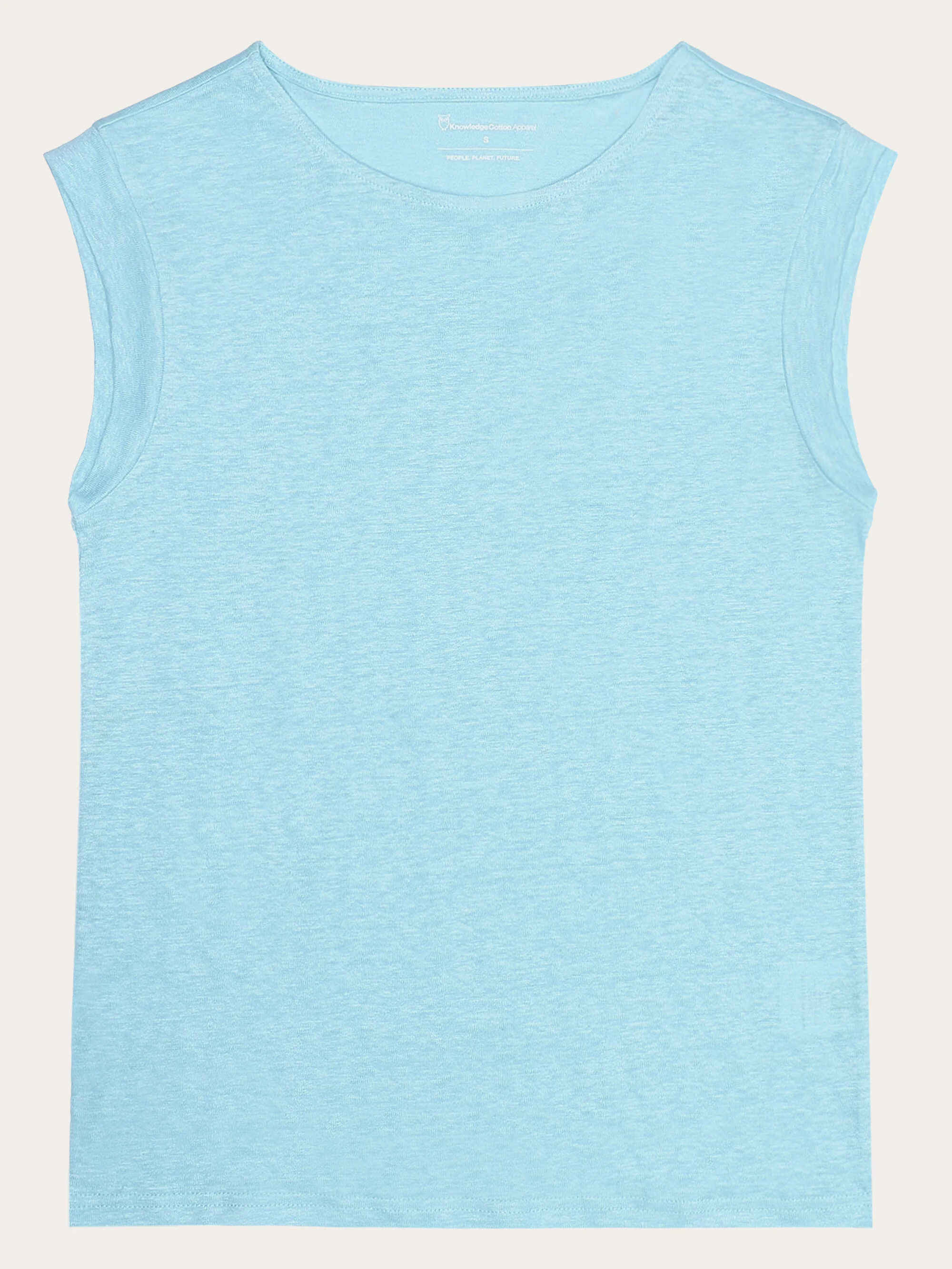 Loose fold up linen t-shirt - Aqua Esque