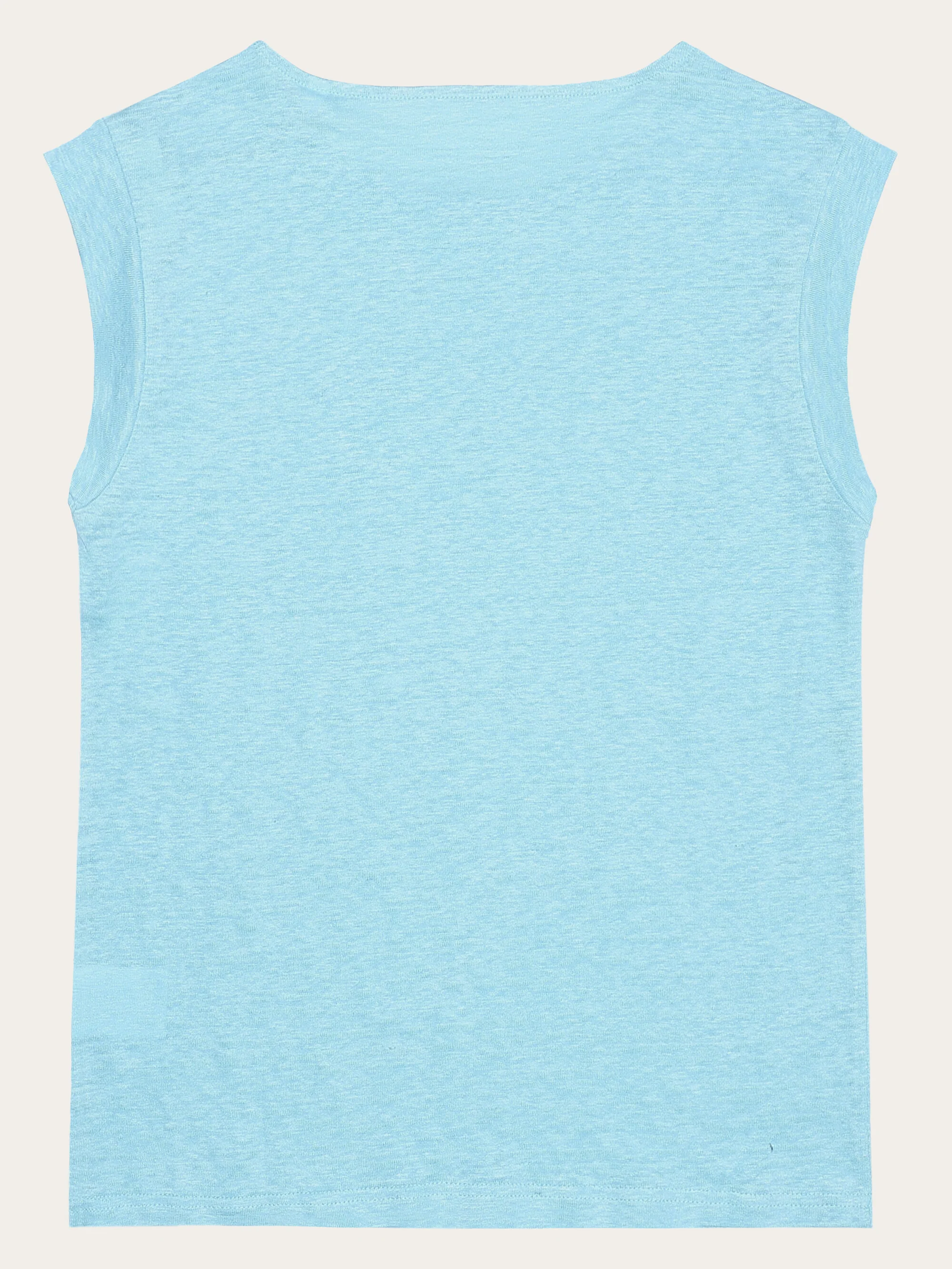 Loose fold up linen t-shirt - Aqua Esque - Image 3
