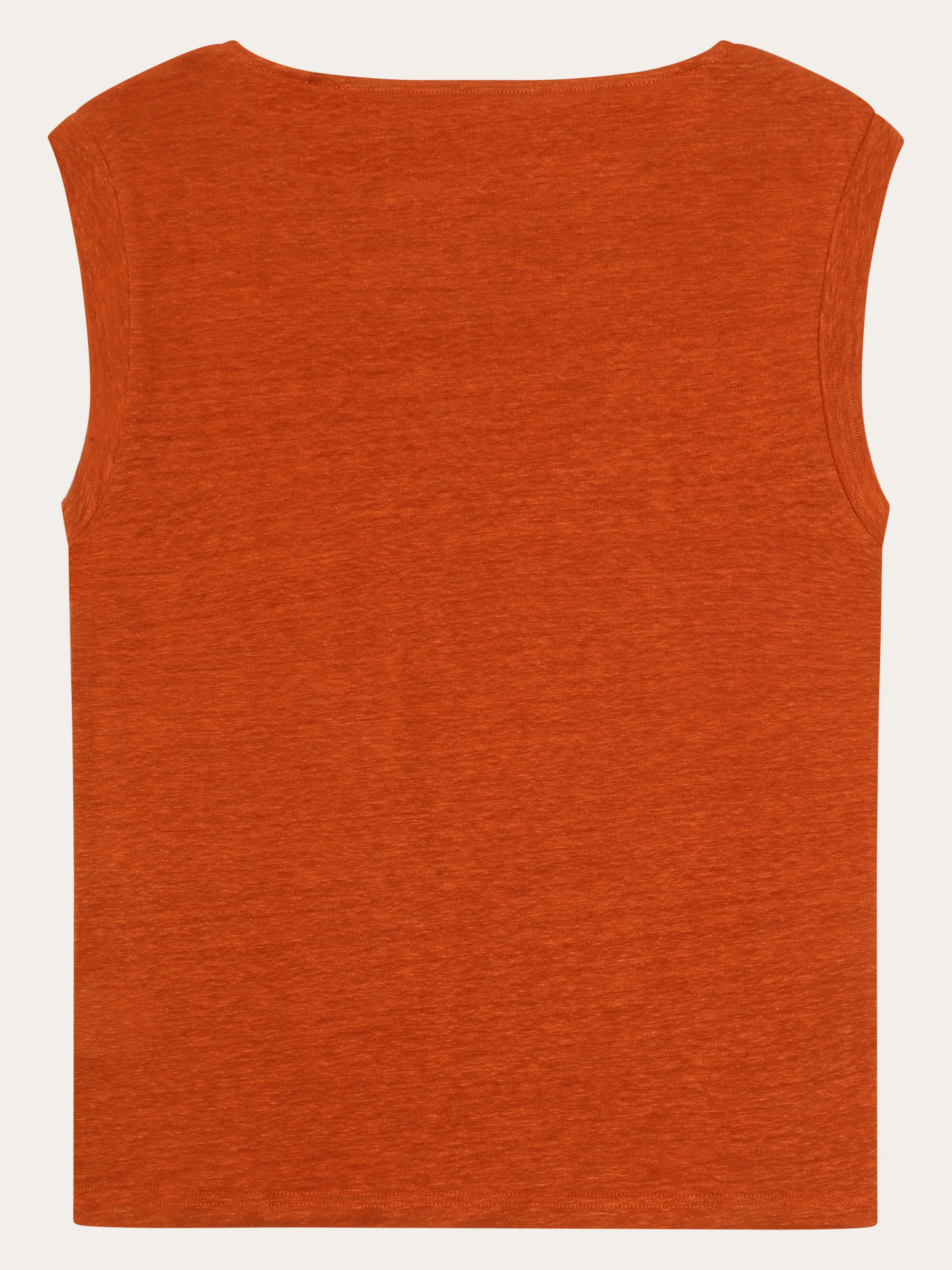 Loose fold up linen t-shirt - Burnt Brick - Image 3