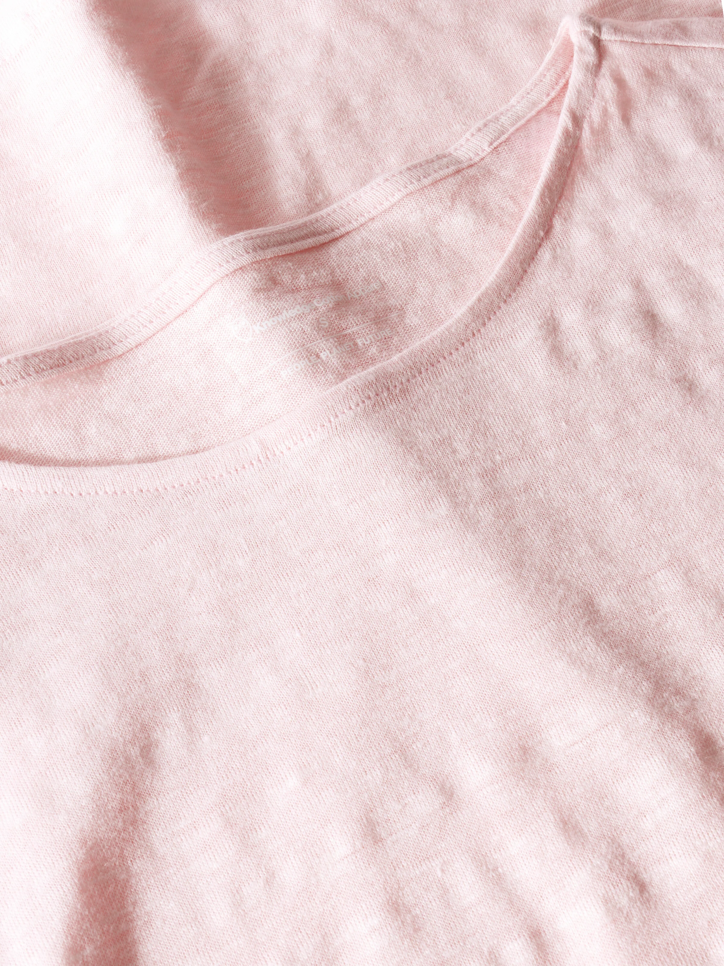 Loose fold up linen t-shirt - Pale Lilac - Image 2