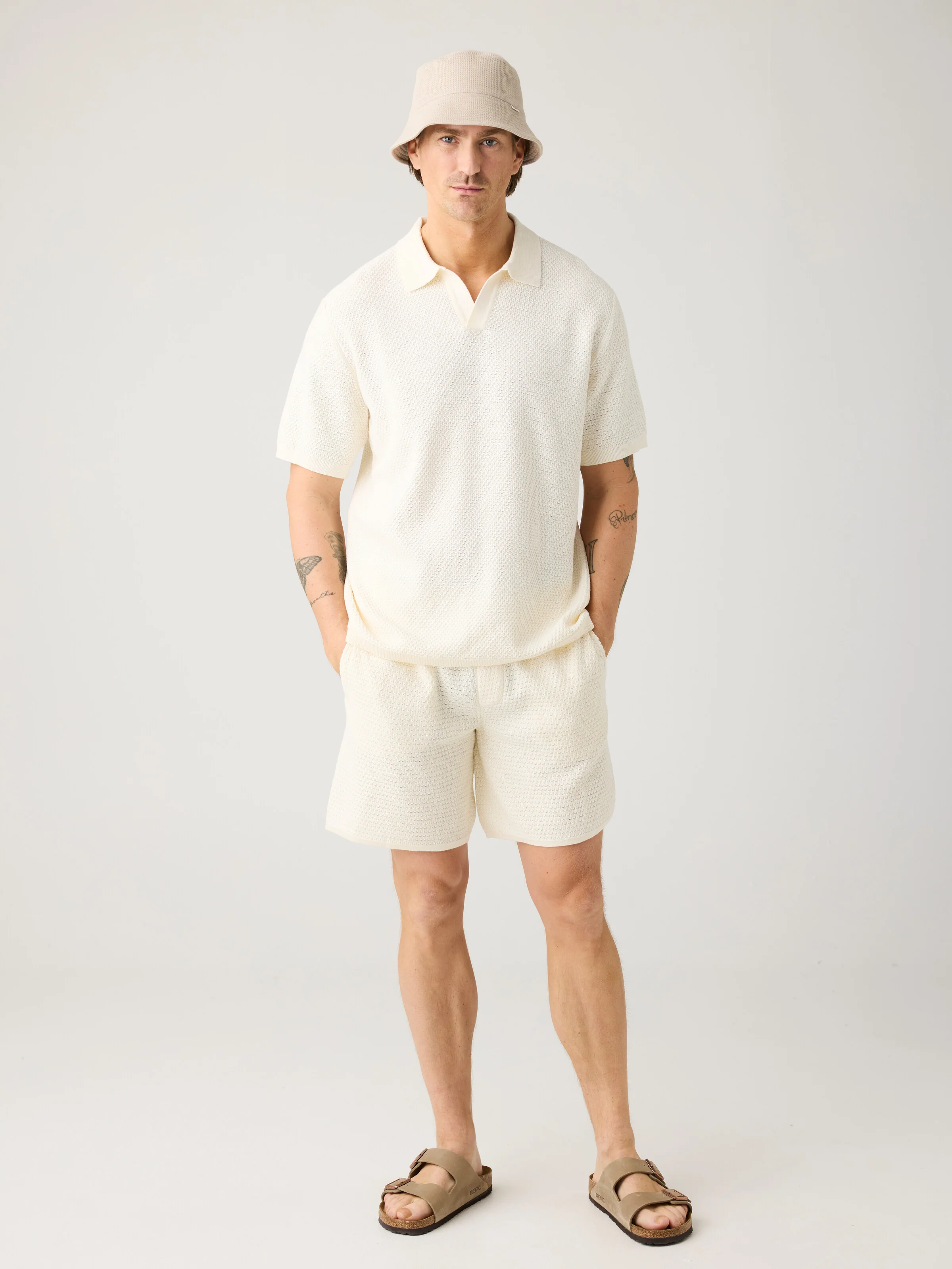 Loose knit shorts - Egret - Image 3