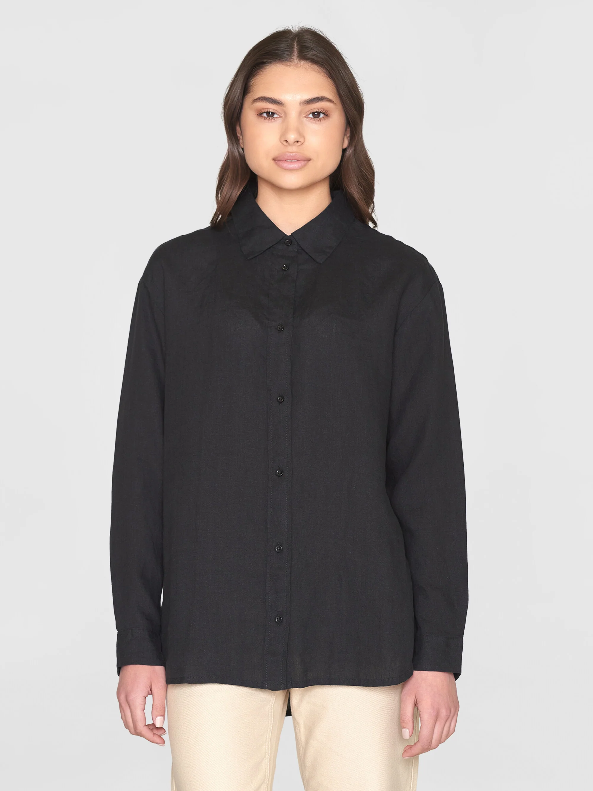 Loose linen shirt - Black Jet - Image 2