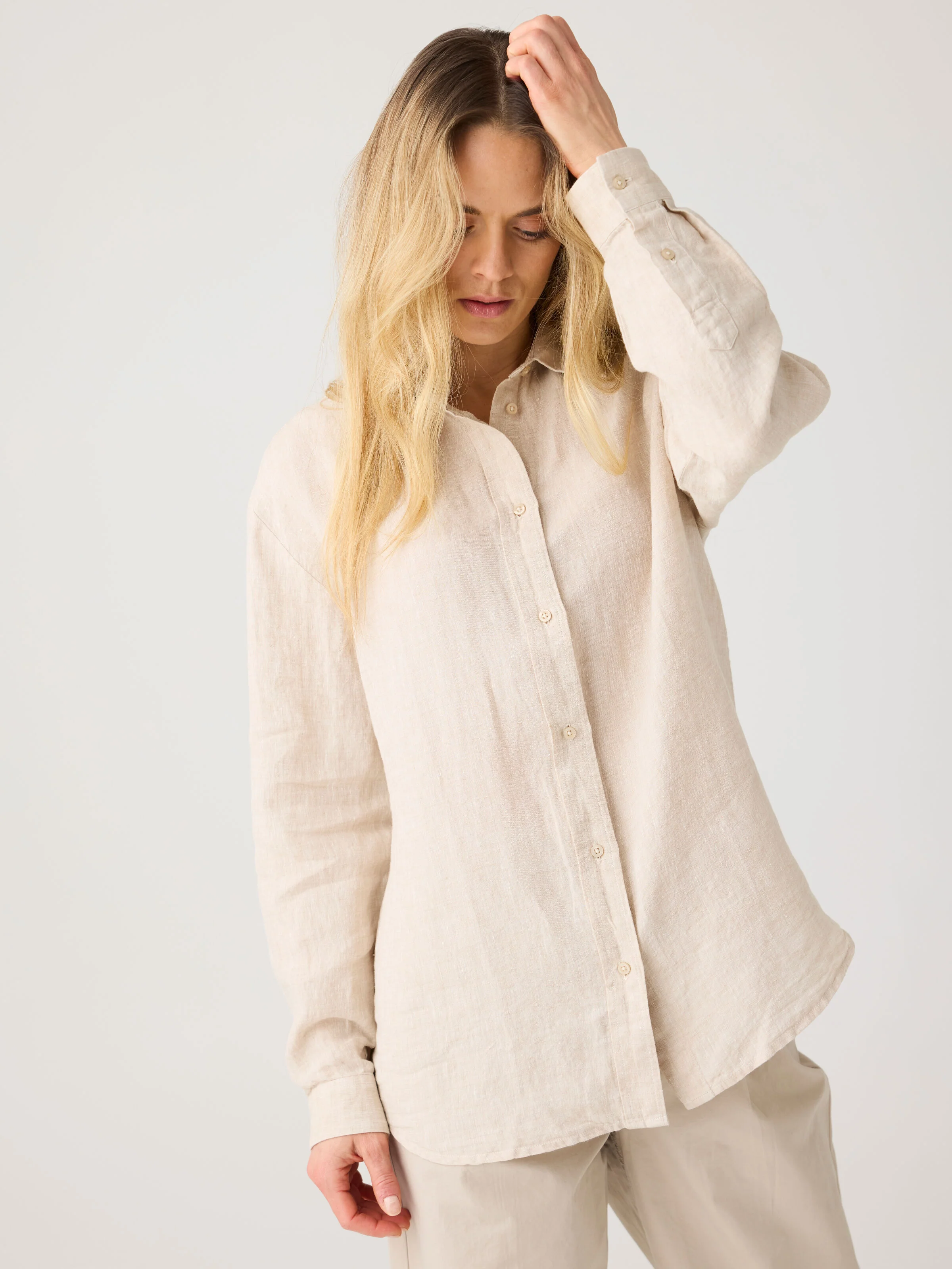 Loose linen shirt - Yarndyed Light feather gray - Image 4