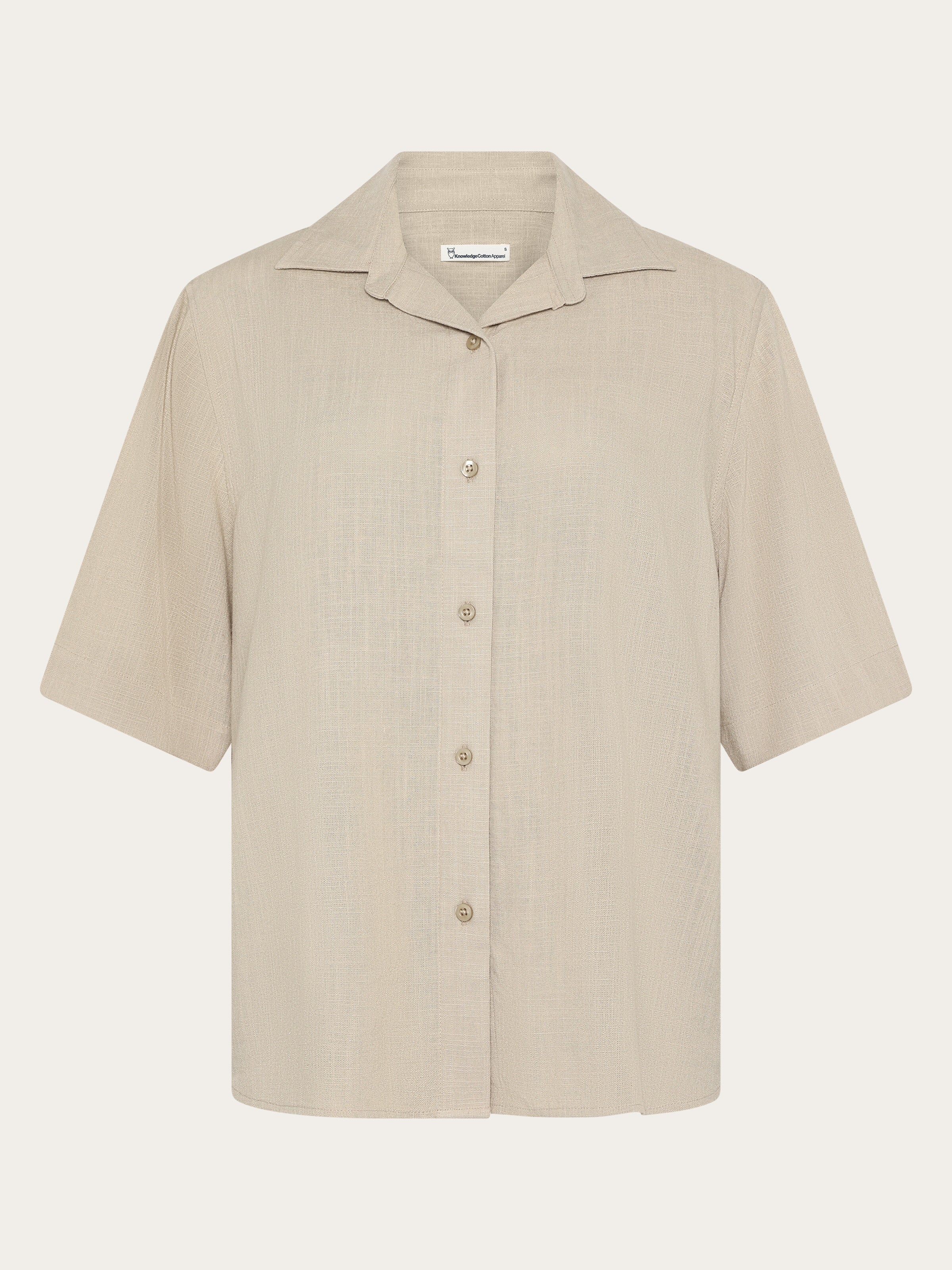 Loose linen blend short sleeve shirt - Light feather gray