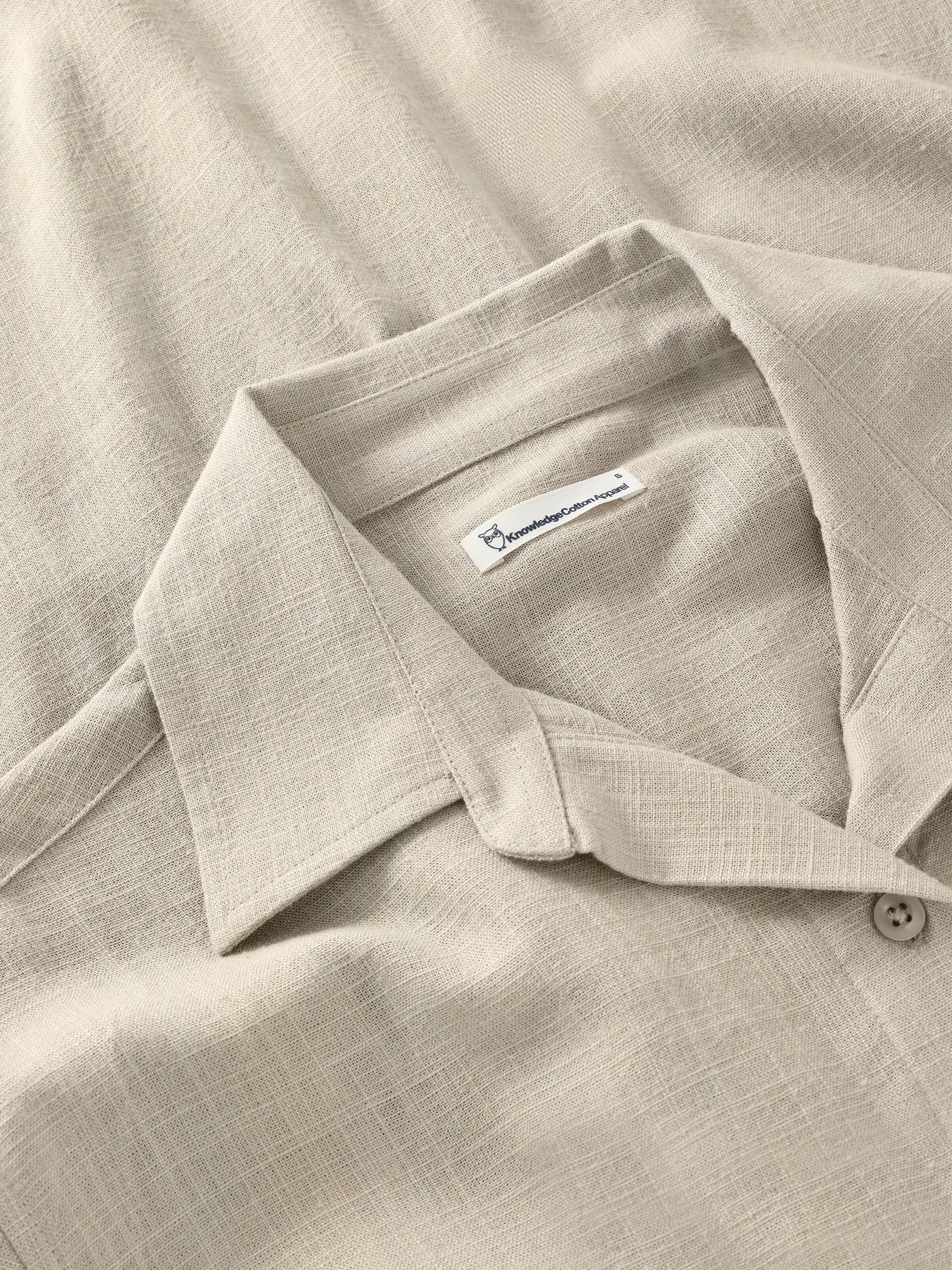 Loose linen blend short sleeve shirt - Light feather gray - Image 2