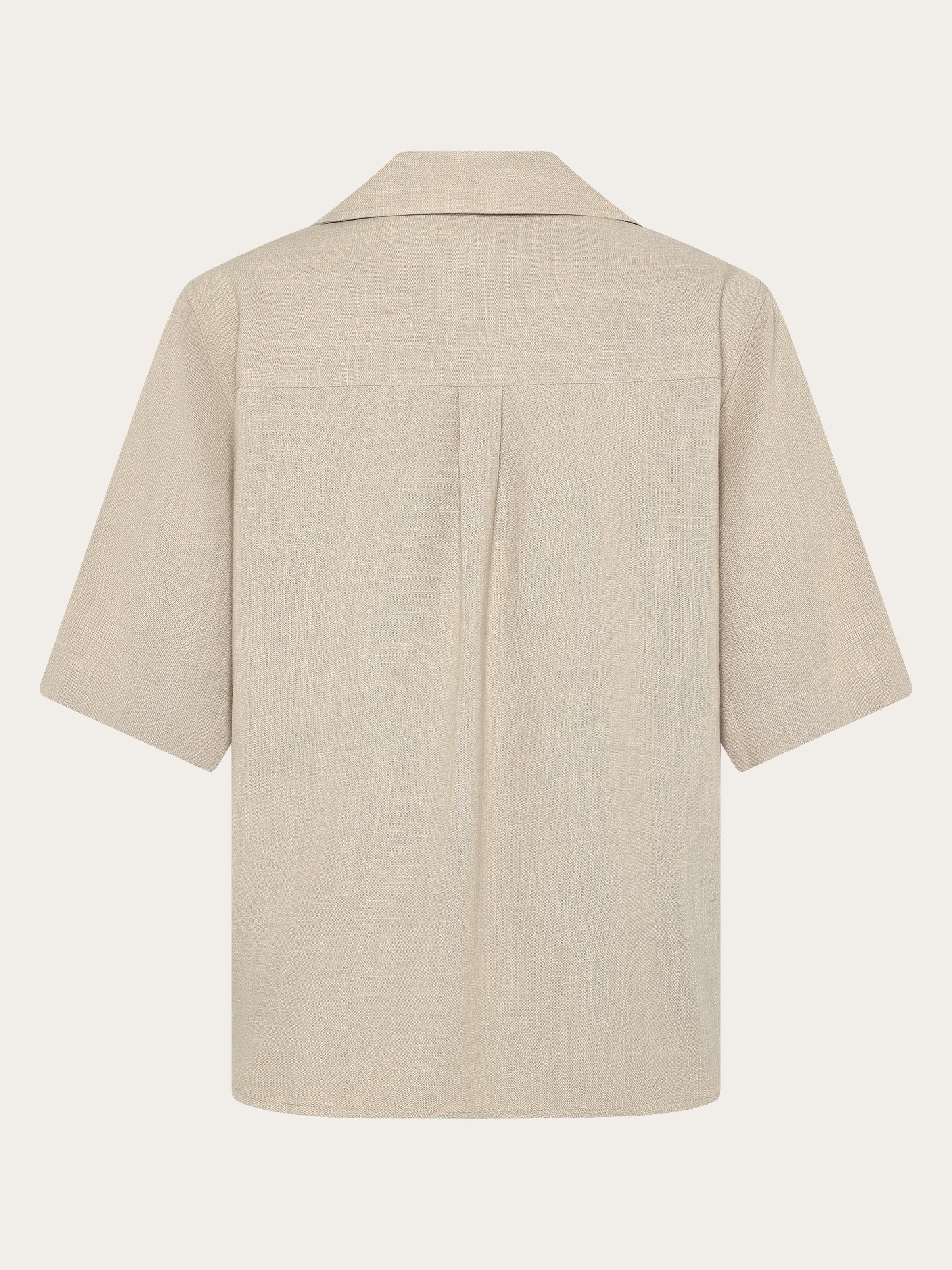 Loose linen blend short sleeve shirt - Light feather gray - Image 3