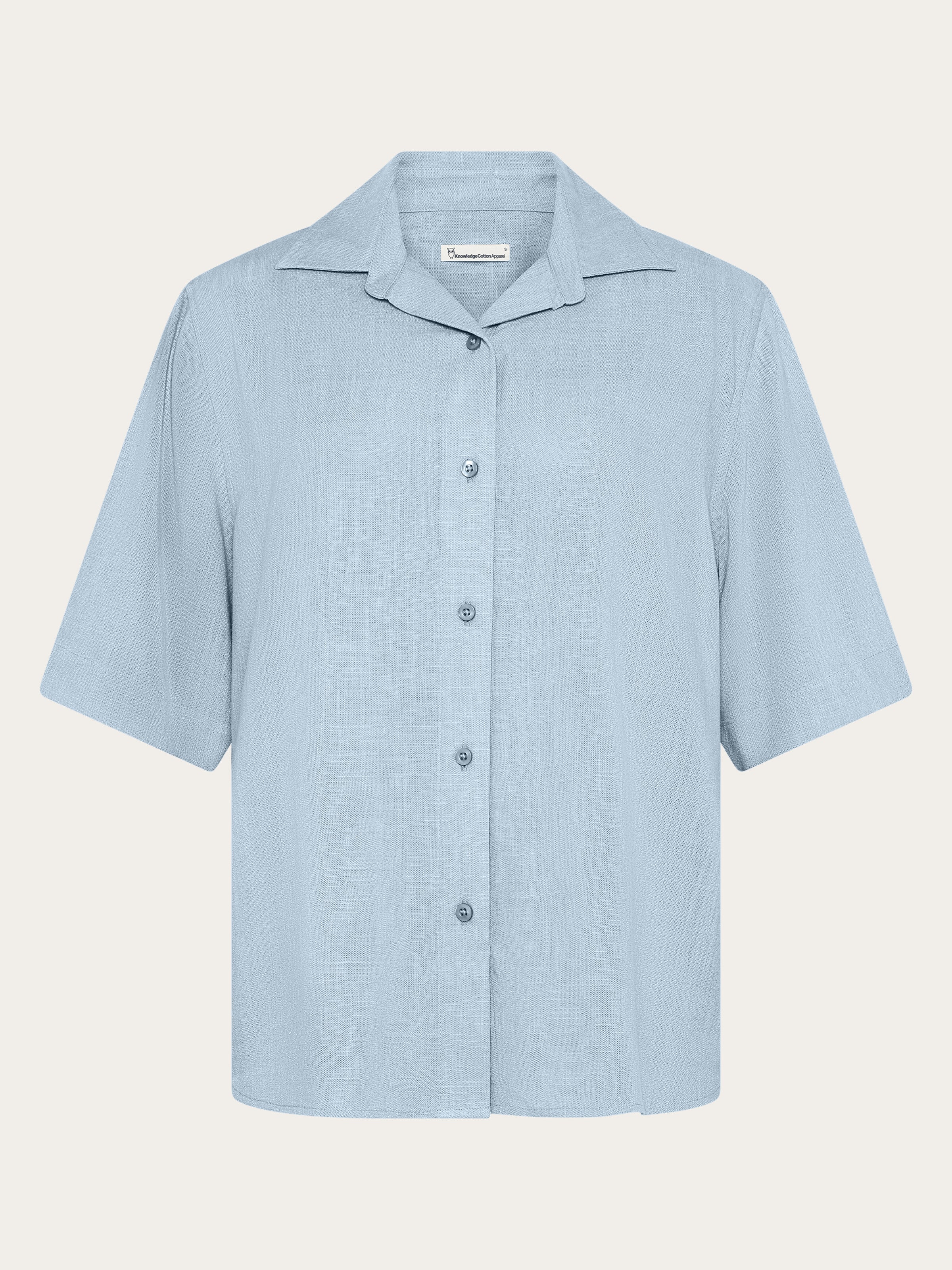 Loose linen blend short sleeve shirt - Skyway