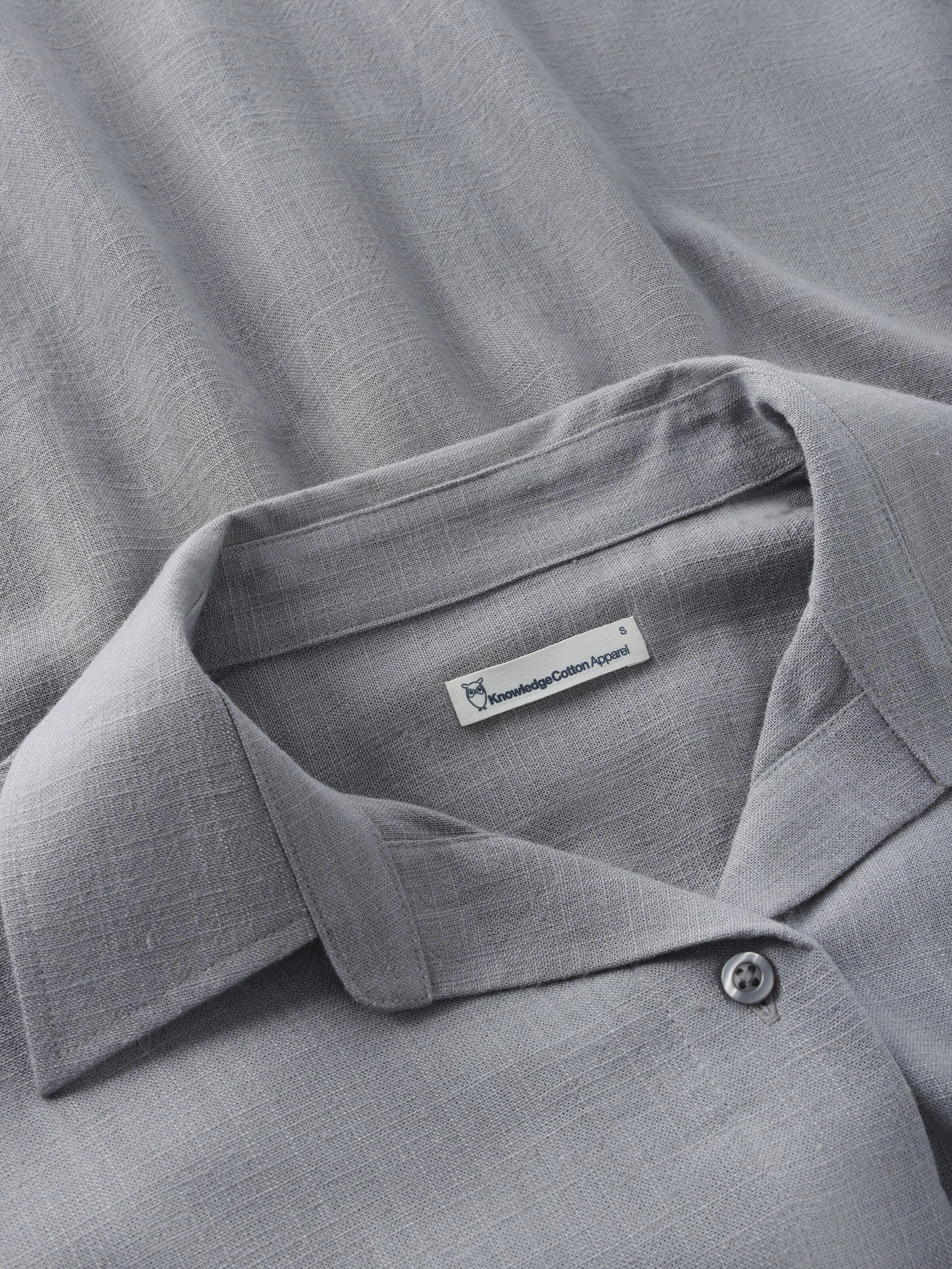 Loose linen blend short sleeve shirt - Ultimate Grey - Image 4