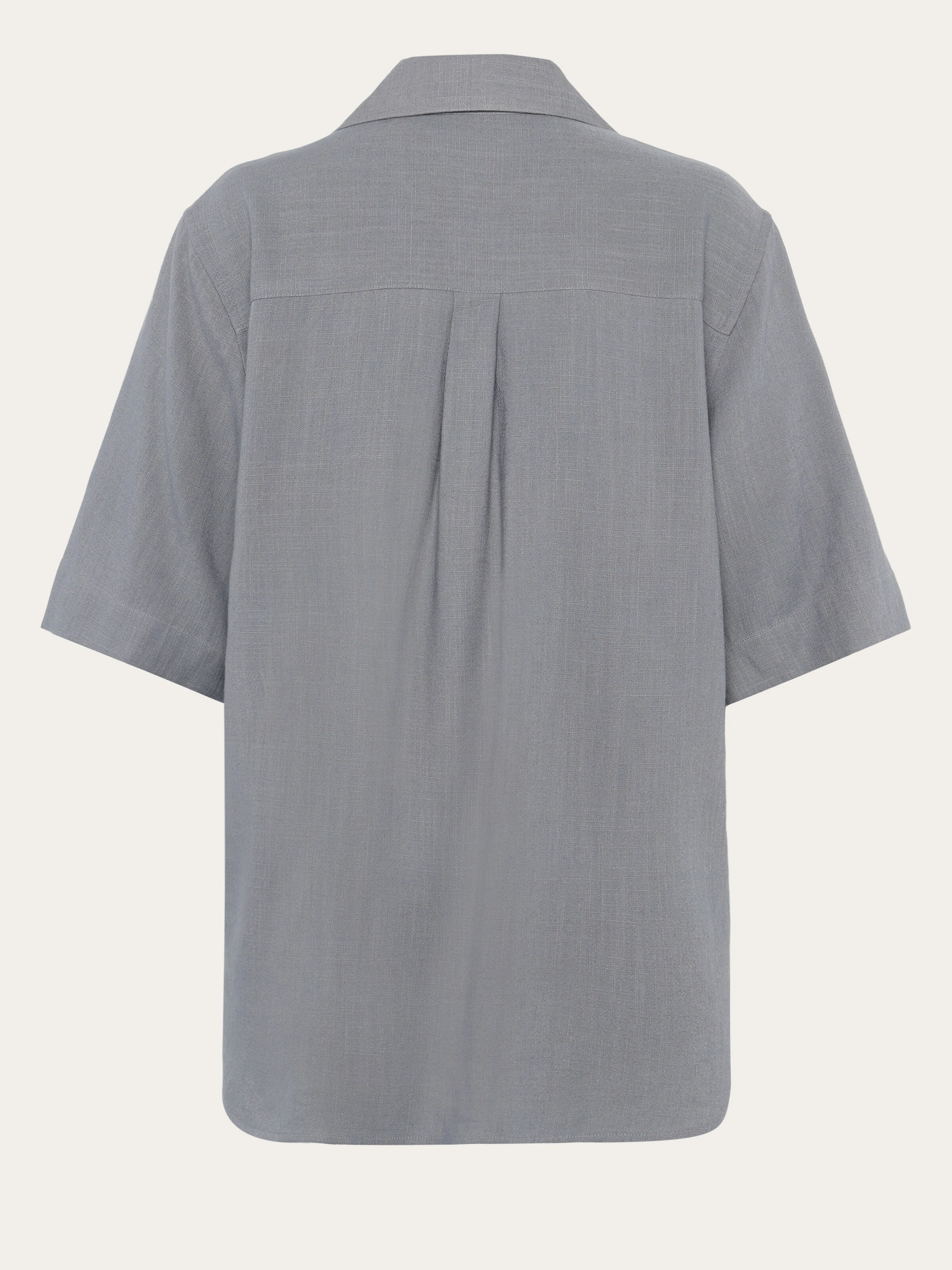 Loose linen blend short sleeve shirt - Ultimate Grey - Image 5