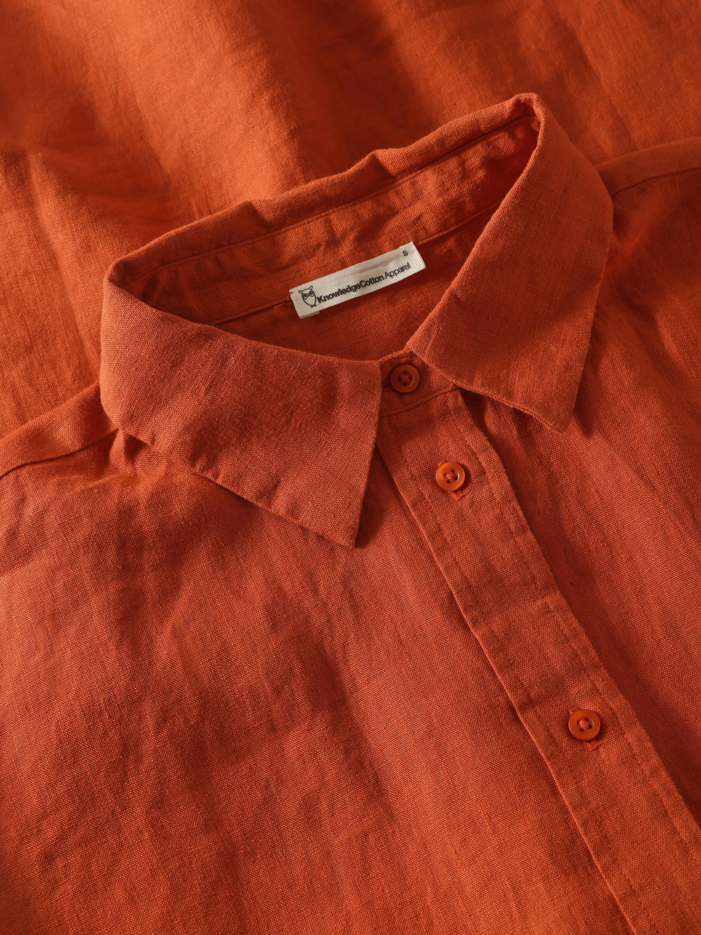 Loose linen shirt - Burnt Brick - Image 2