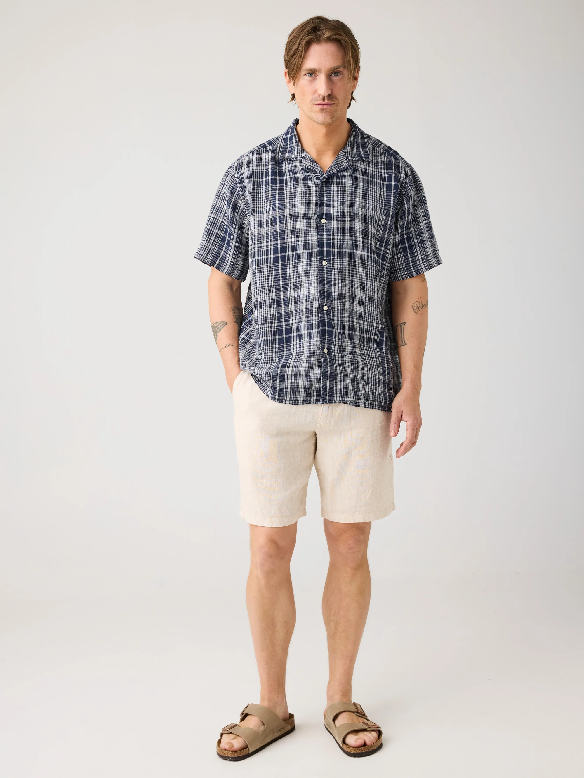 Loose Linen shorts - Yarndyed Light feather gray - Image 4