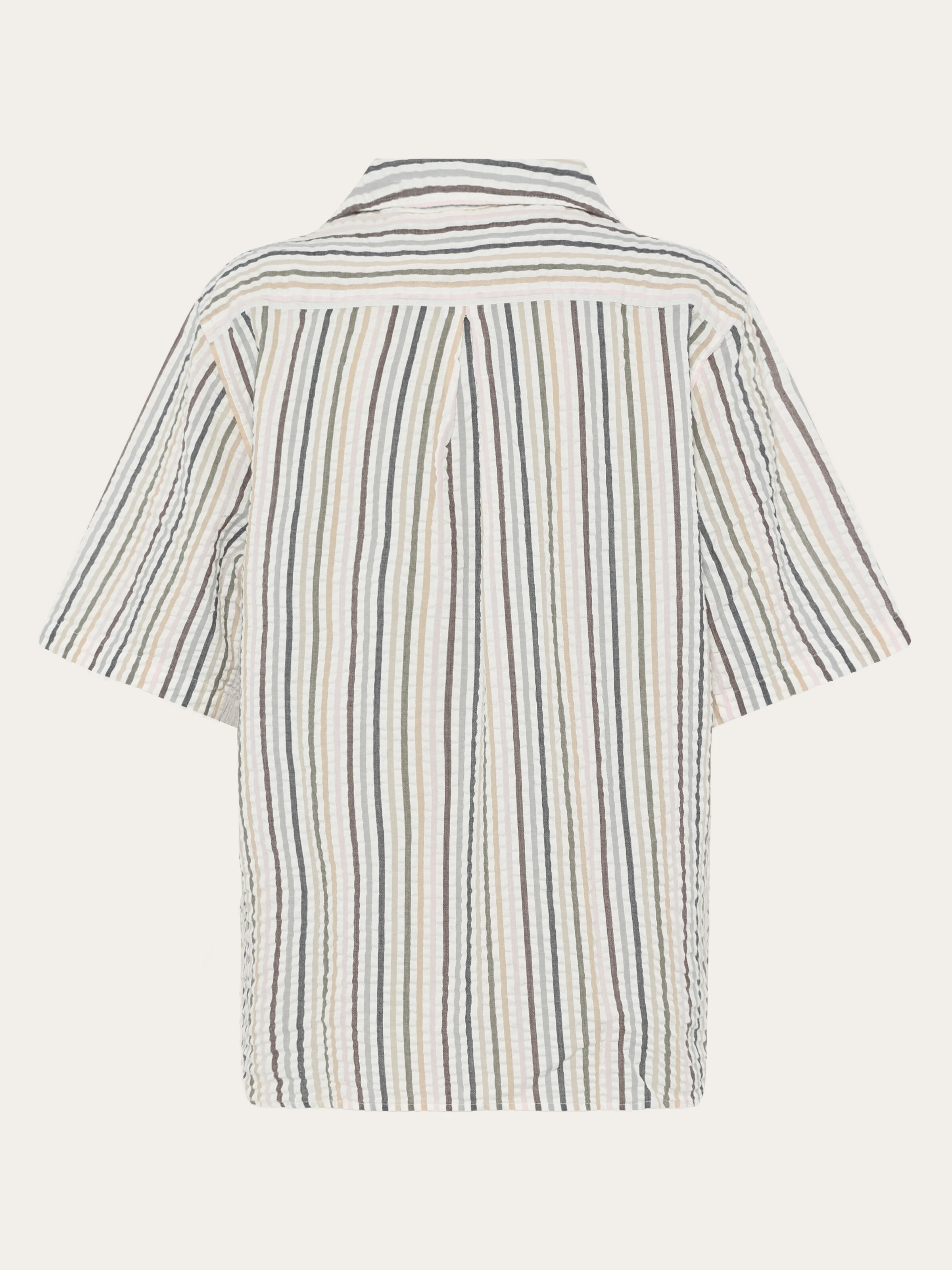 Loose seersucker short sleeve shirt - Multi color stripe - Image 4