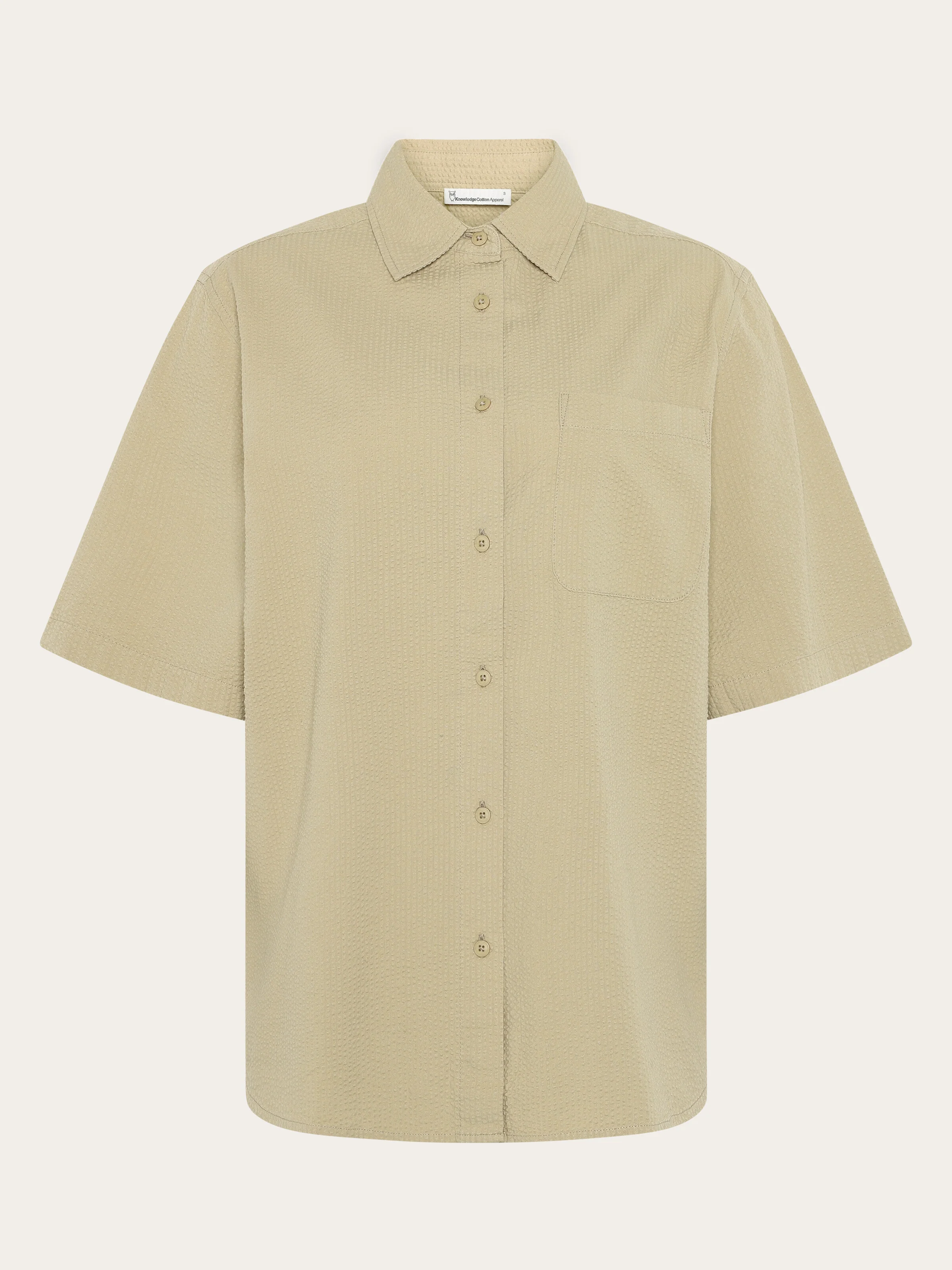 Loose seersucker short sleeve shirt - Twill
