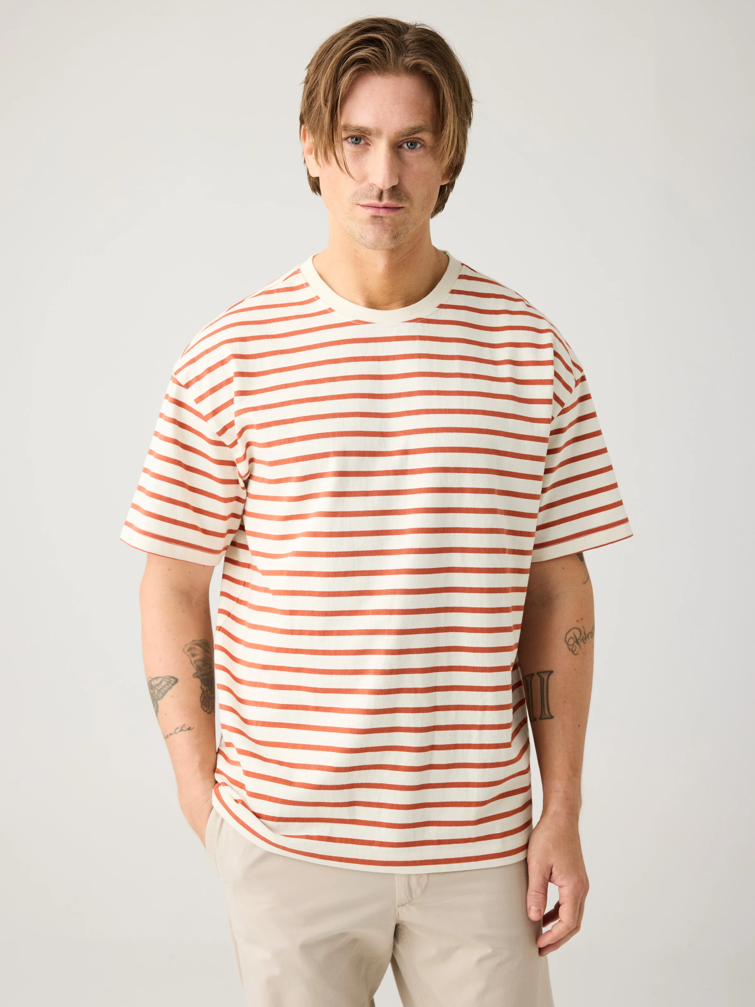 Loose striped t-shirt - Red Stripe - Image 2