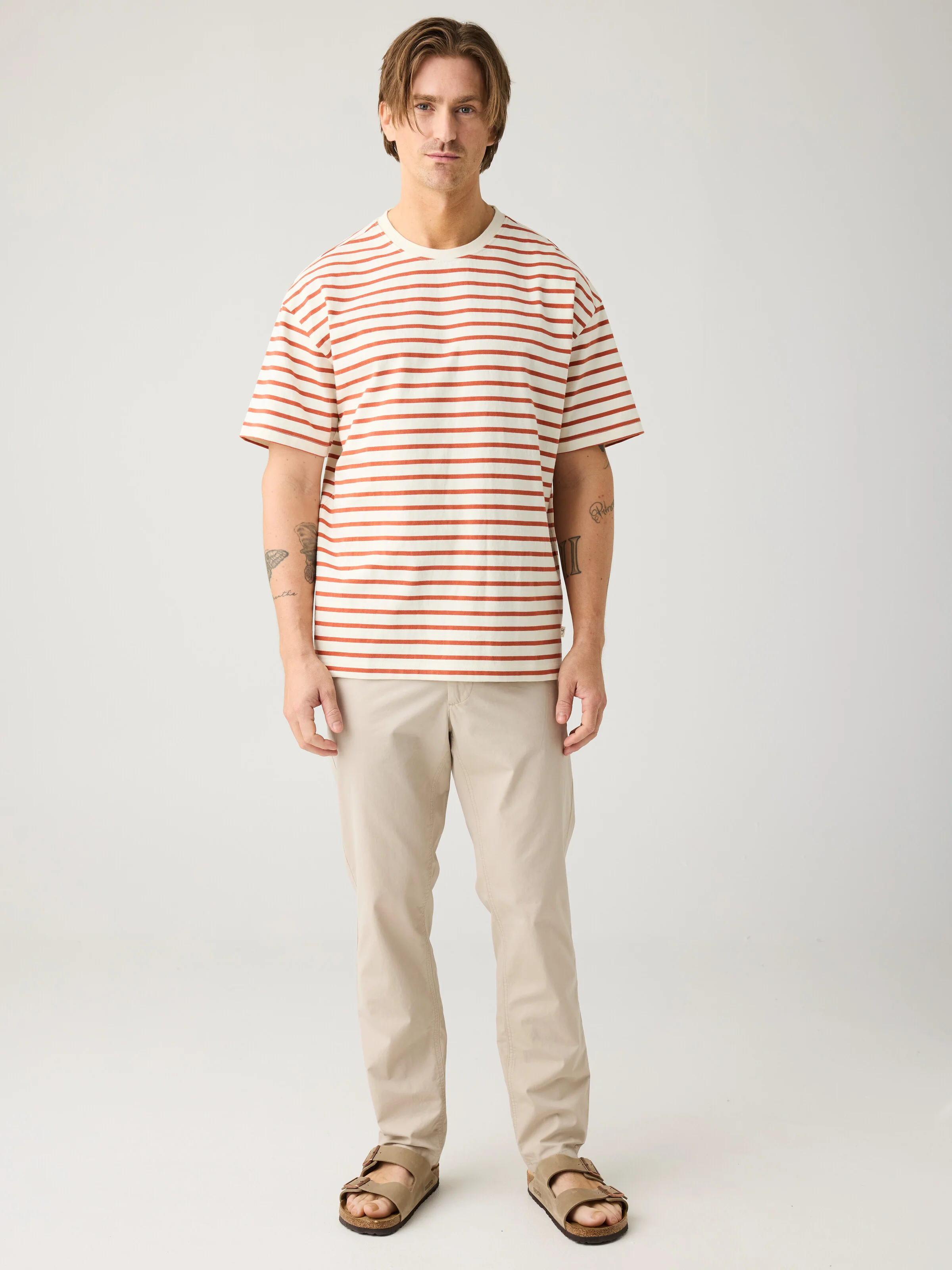 Loose striped t-shirt - Red Stripe - Image 3