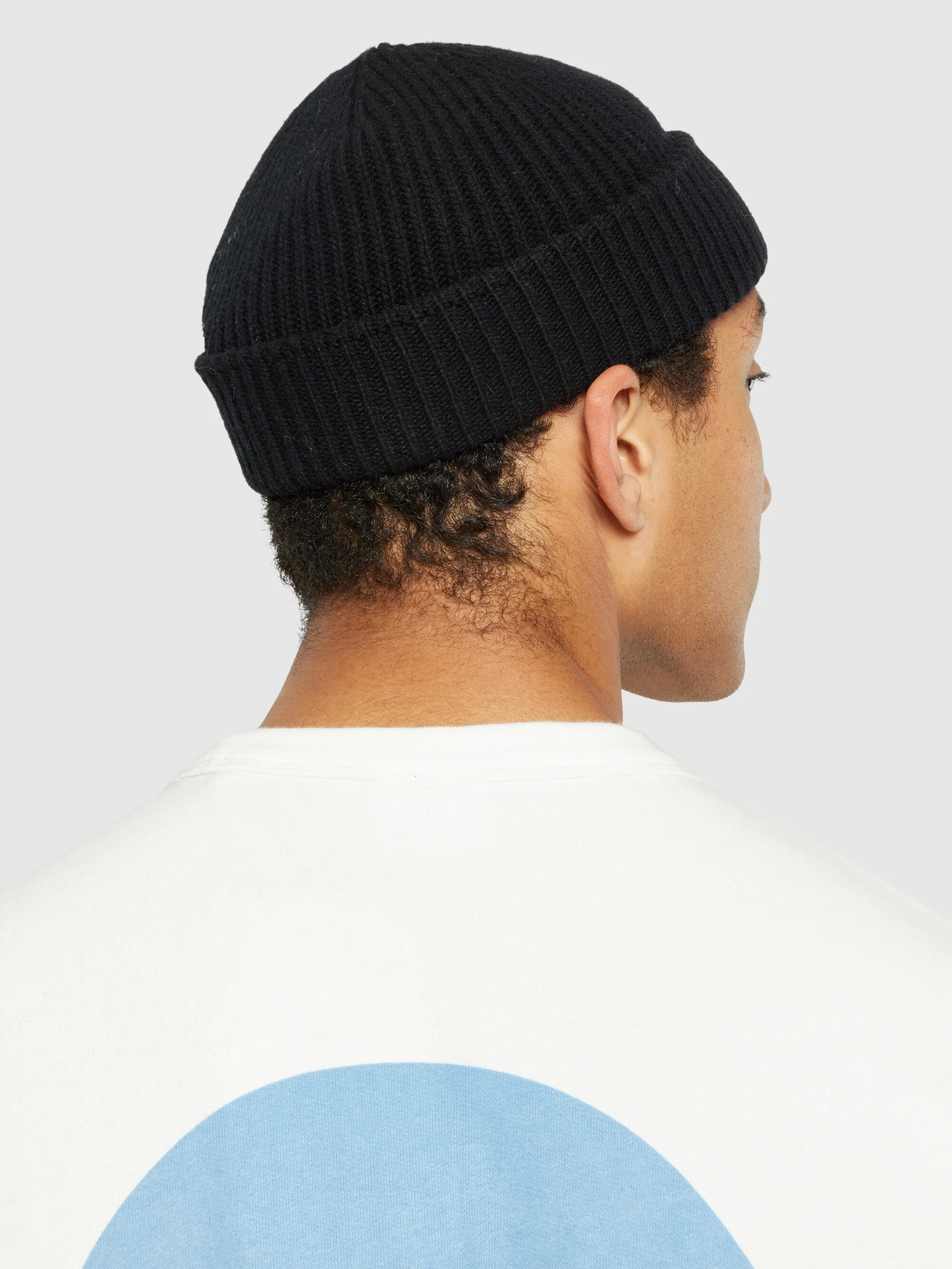 Low wool rib beanie - Black Jet - Image 3